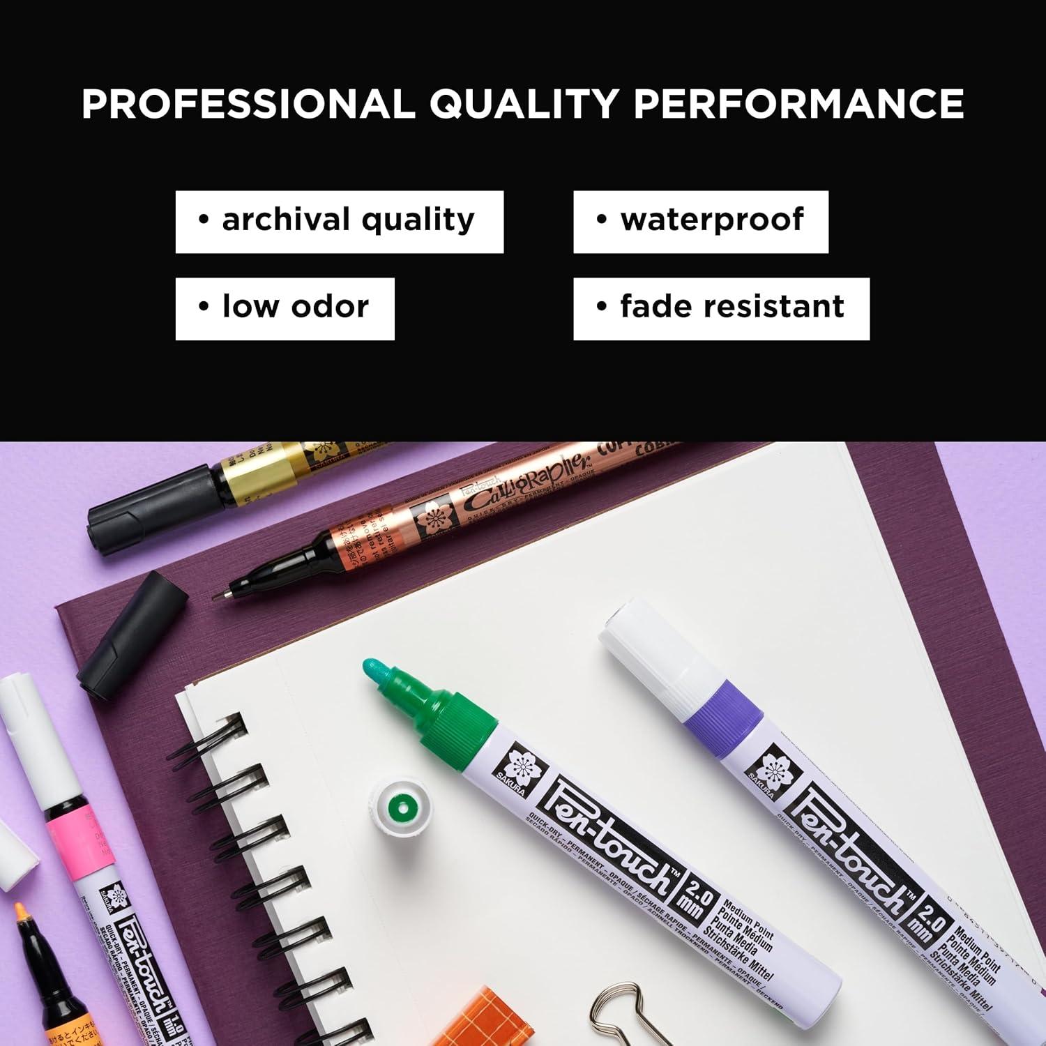 image:imageSAKURA 47391 4Piece Fine Pentouch Calligrapher Paint Marker 18mm Gold Silver Copper and Black1 Count Pack of 4