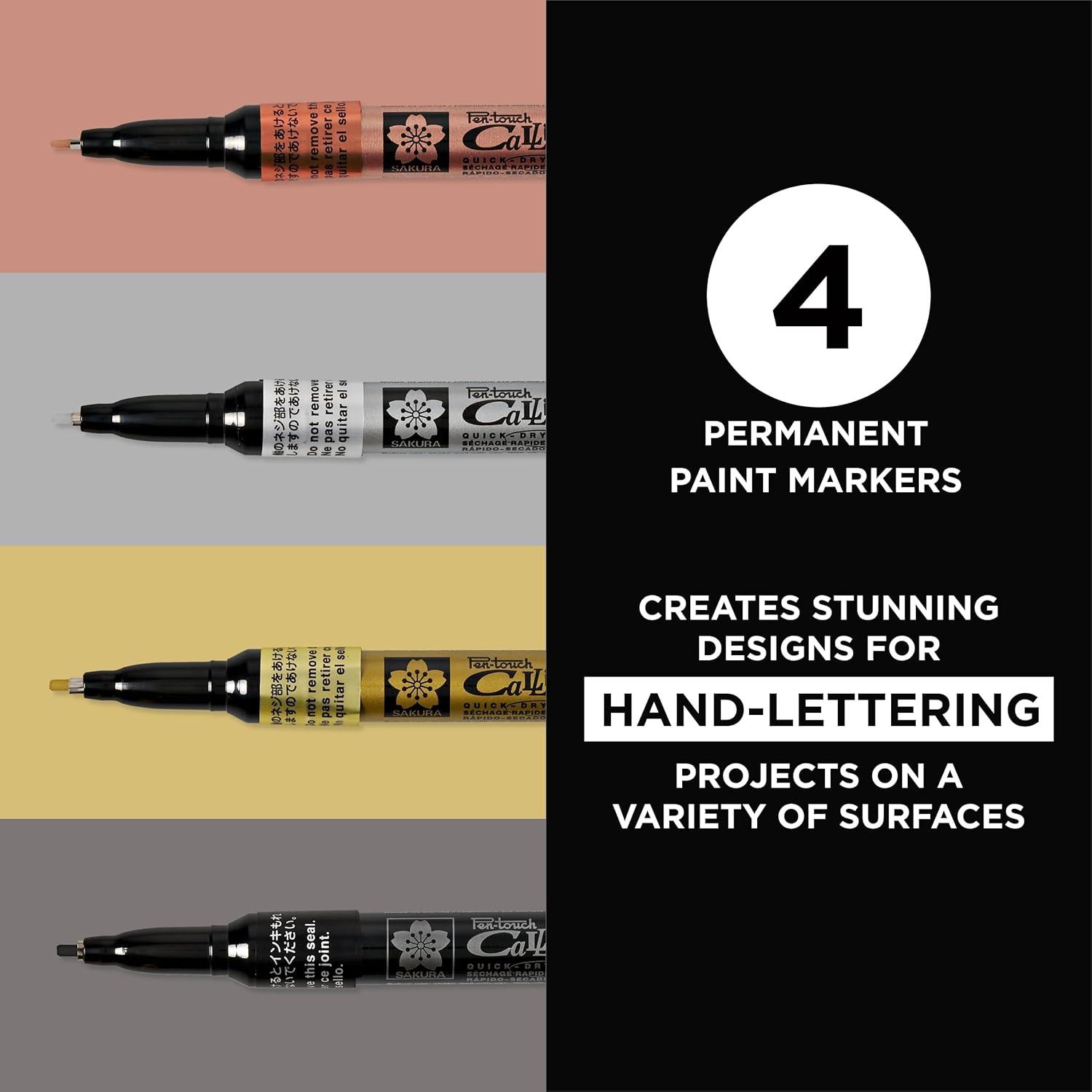 image:imageSAKURA 47391 4Piece Fine Pentouch Calligrapher Paint Marker 18mm Gold Silver Copper and Black1 Count Pack of 4