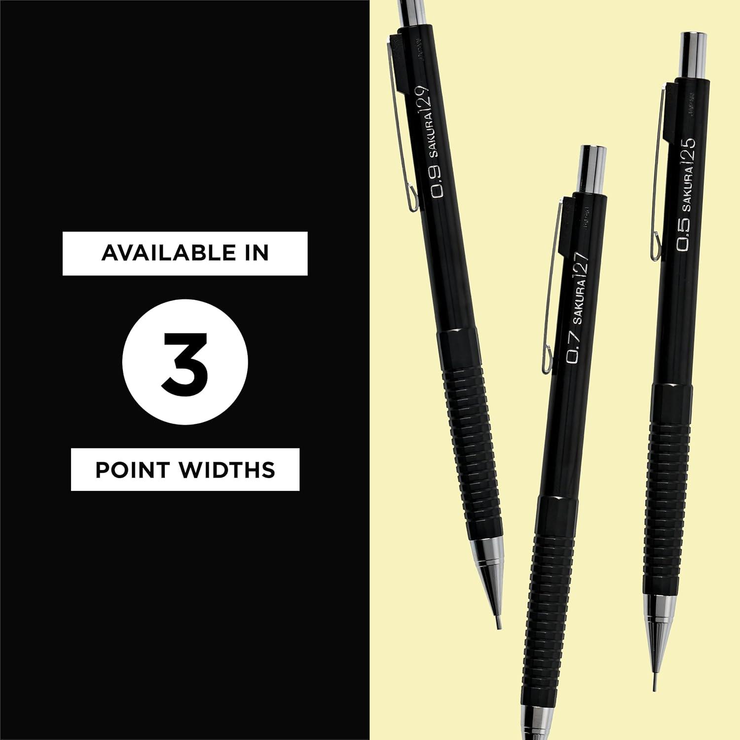 image:imageSAKURA 50298 Mechanical Pencil Fixed Sleeve 07mm with 3 Erasers Black07mm Pencil