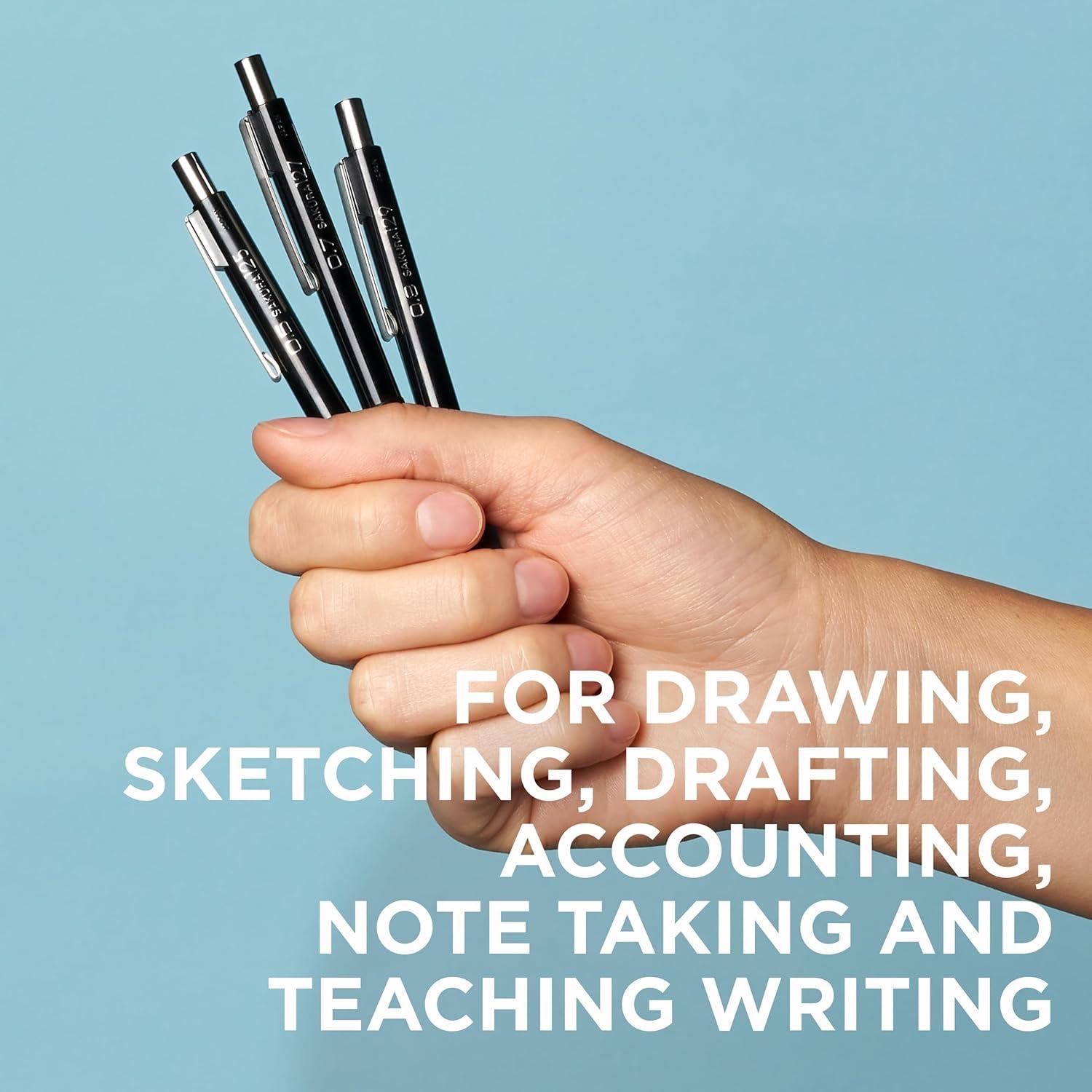 image:imageSAKURA 50298 Mechanical Pencil Fixed Sleeve 07mm with 3 Erasers Black07mm Pencil