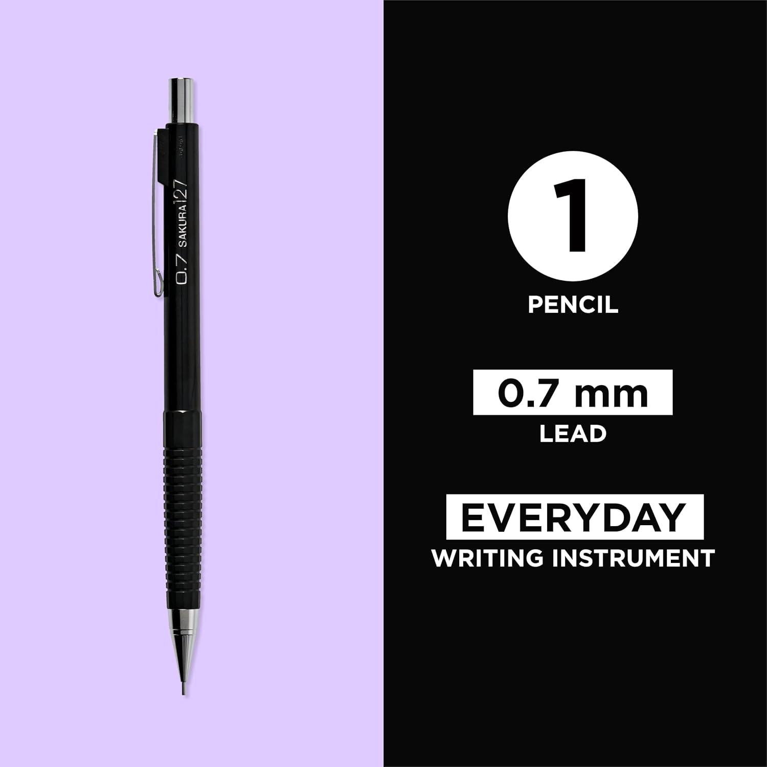 image:imageSAKURA 50298 Mechanical Pencil Fixed Sleeve 07mm with 3 Erasers Black07mm Pencil