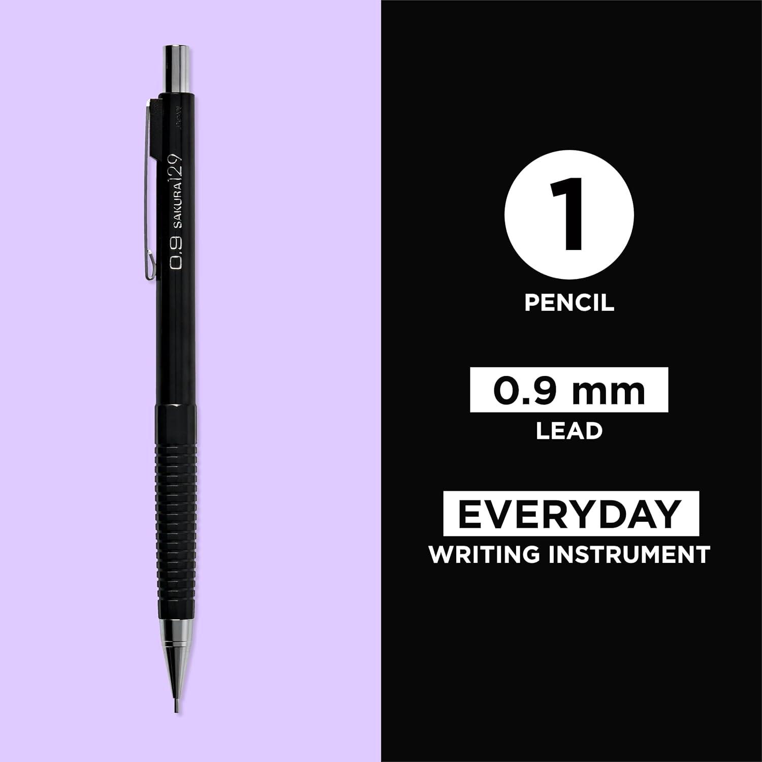 image:imageSAKURA 50298 Mechanical Pencil Fixed Sleeve 07mm with 3 Erasers Black09mm Pencil
