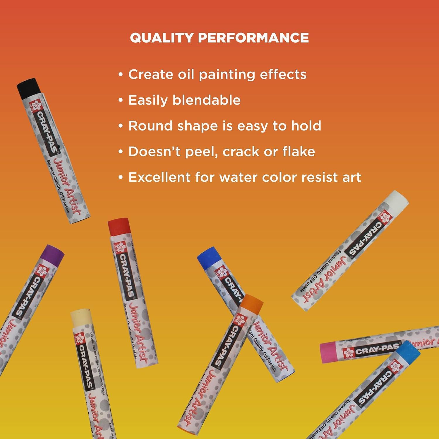 image:imageSAKURA CrayPas Junior Artist Oil Pastel Set Soft Oil Pastels for Artists 12 Colors 6 Sets of 126 Count Pack of 12