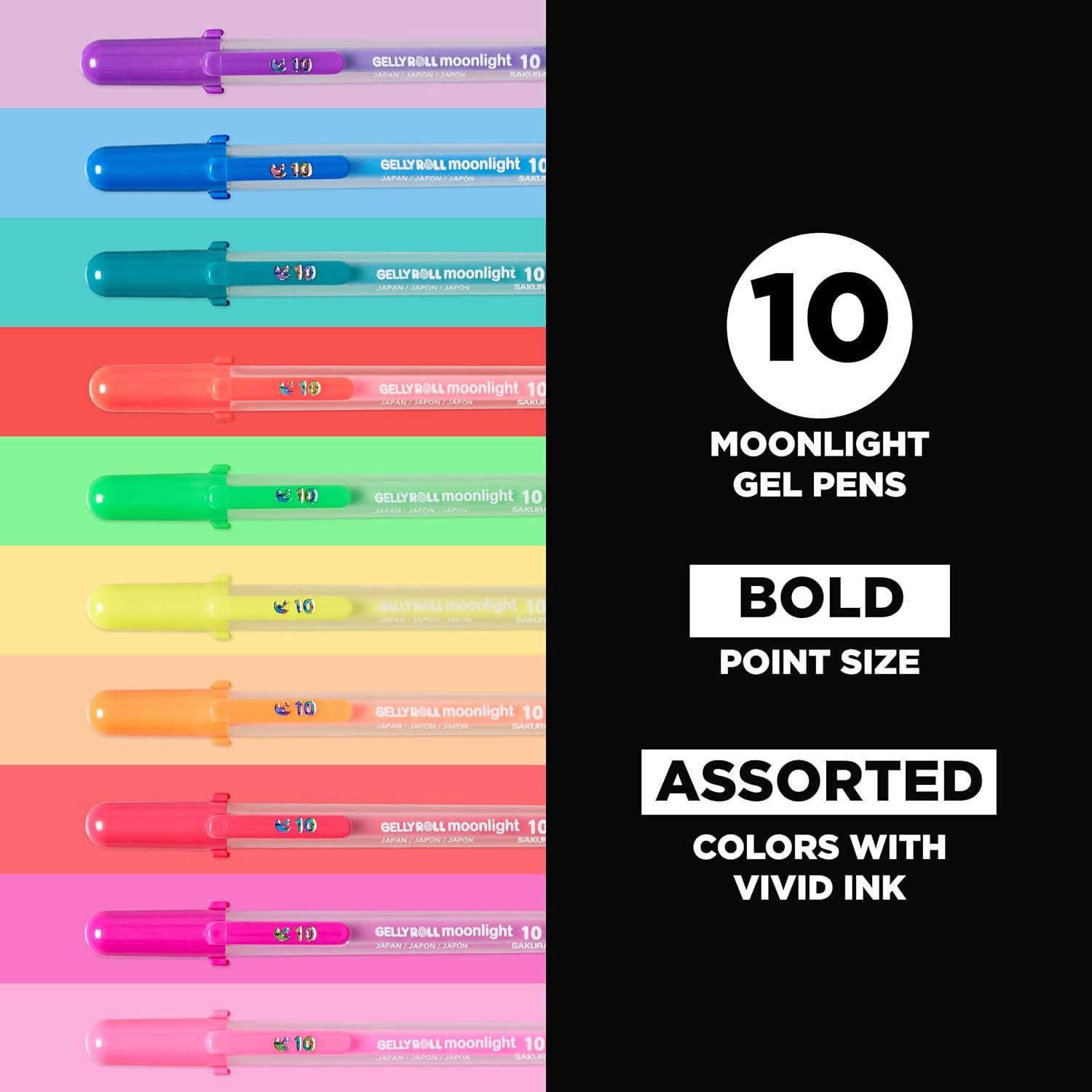 image:imageSAKURA Gelly Roll Moonlight 10 Pastel amp Opaque Gel Pens Bold Point Ink Pen for Journaling Art Calligraphy or Drawing Assorted Pastel Ink Bold Line 10 PackBright