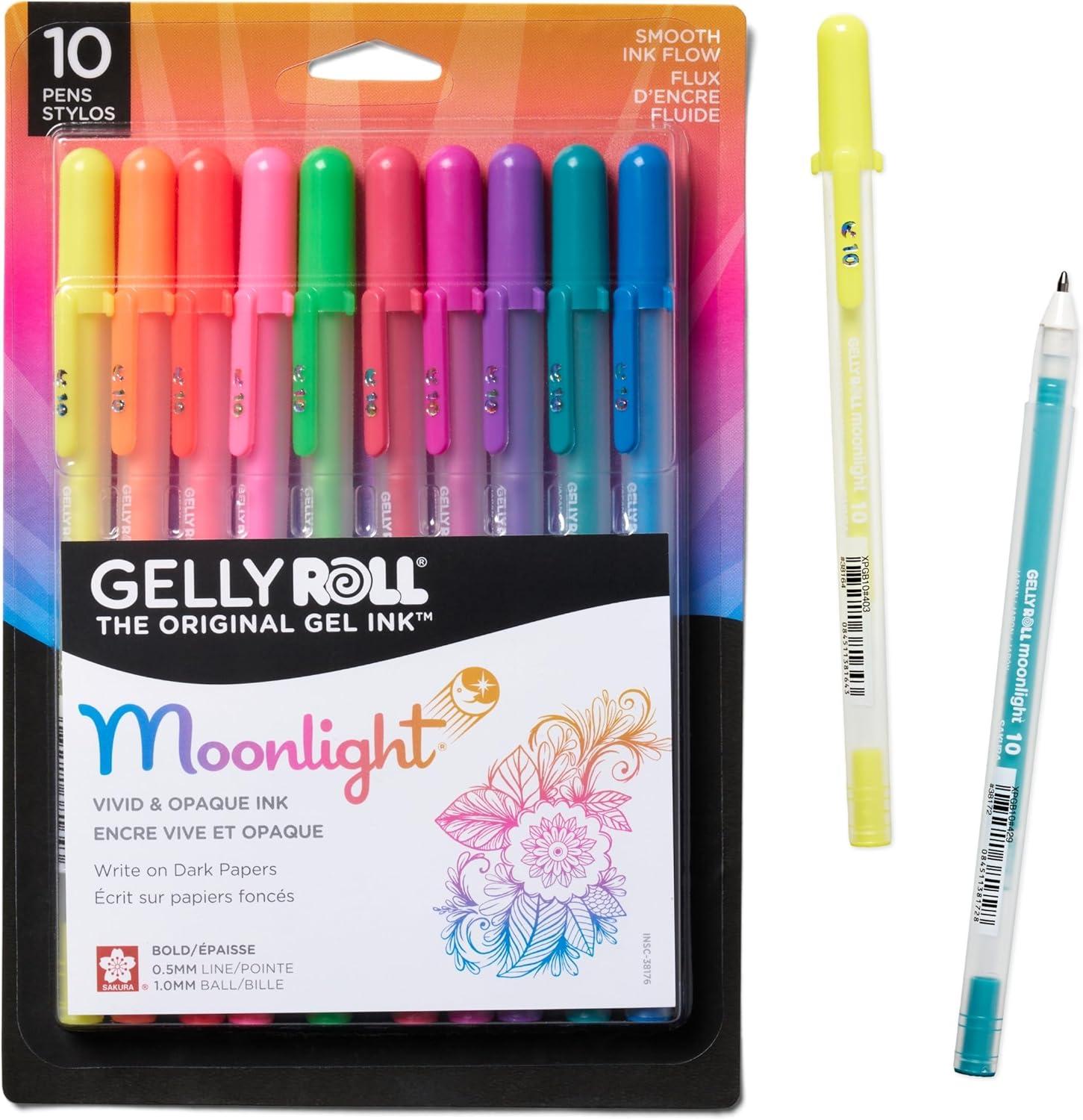 image:imageSAKURA Gelly Roll Moonlight 10 Pastel amp Opaque Gel Pens Bold Point Ink Pen for Journaling Art Calligraphy or Drawing Assorted Pastel Ink Bold Line 10 PackBright