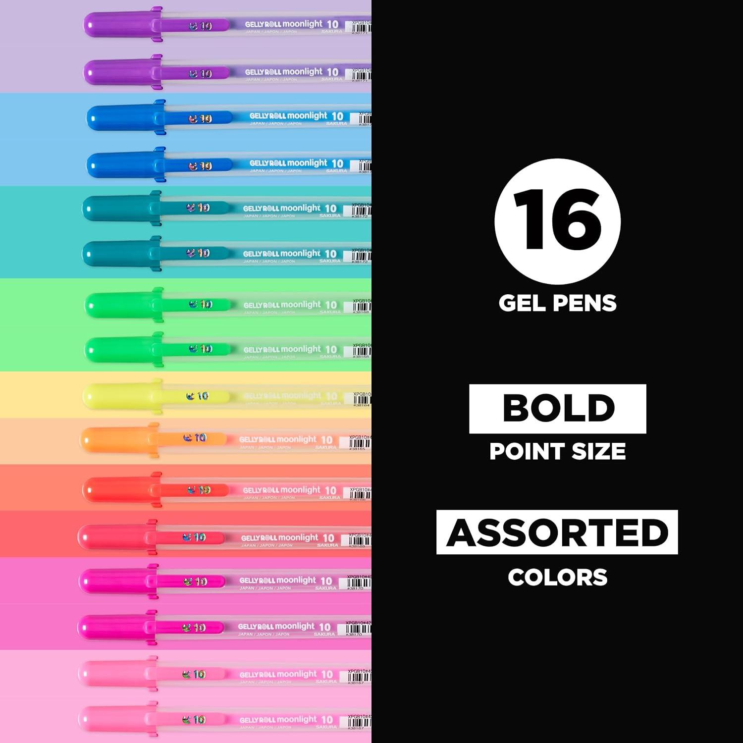 image:imageSAKURA Gelly Roll Moonlight 10 Pastel amp Opaque Gel Pens Bold Point Ink Pen for Journaling Art Calligraphy or Drawing Assorted Pastel Ink Bold Line 10 PackBright