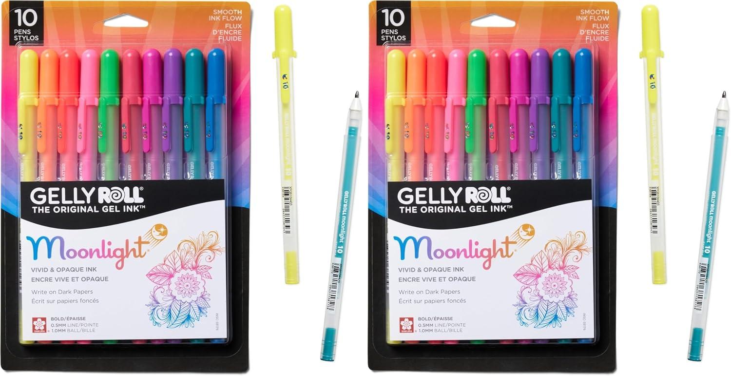 image:imageSAKURA Gelly Roll Moonlight 10 Pastel amp Opaque Gel Pens Bold Point Ink Pen for Journaling Art Calligraphy or Drawing Assorted Pastel Ink Bold Line 10 PackBright