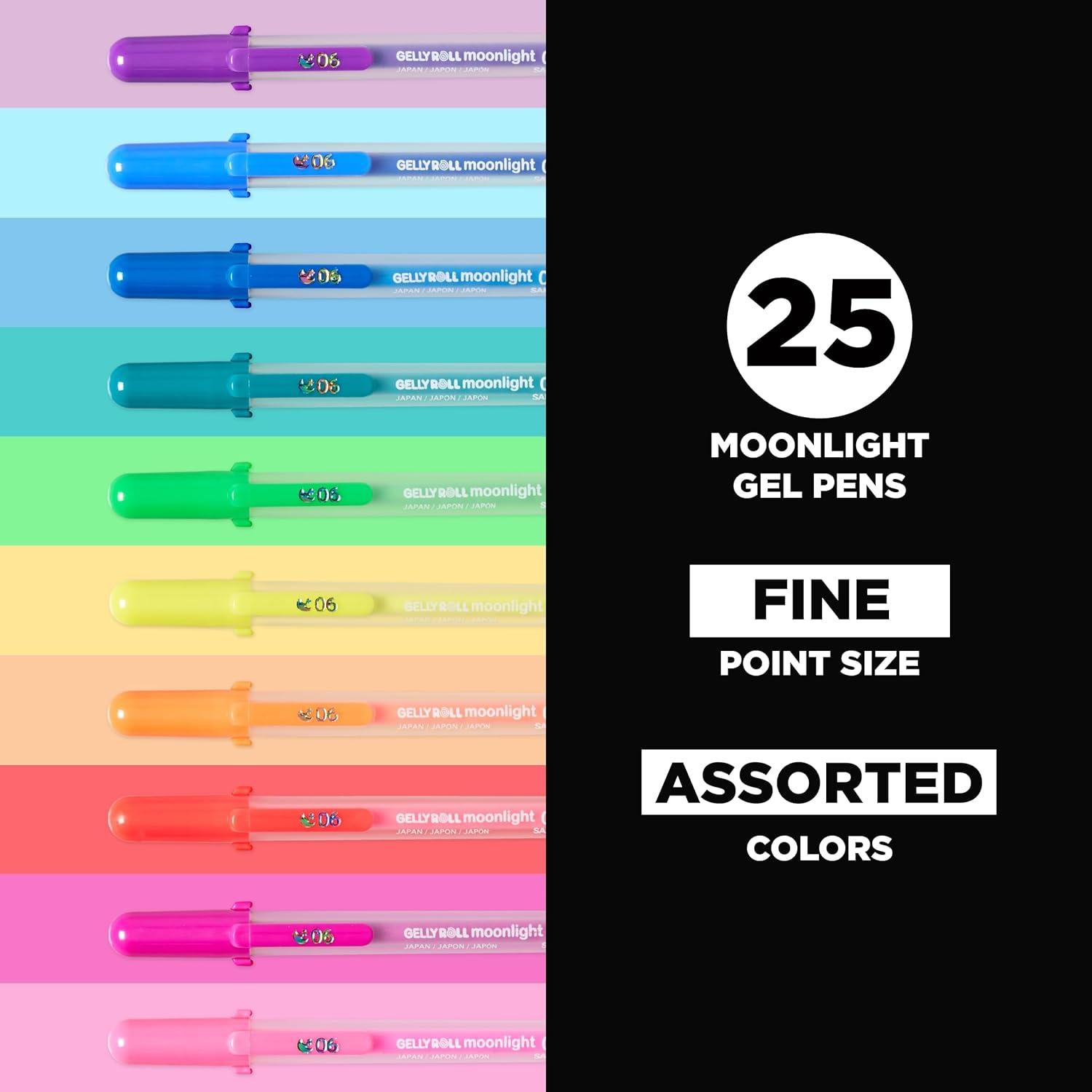 image:imageSAKURA Gelly Roll Moonlight 25 Pack 06 Fine point Bright Opaque Ink Gel Pens Creamy Smooth Ink Writes on Dark PaperAssorted