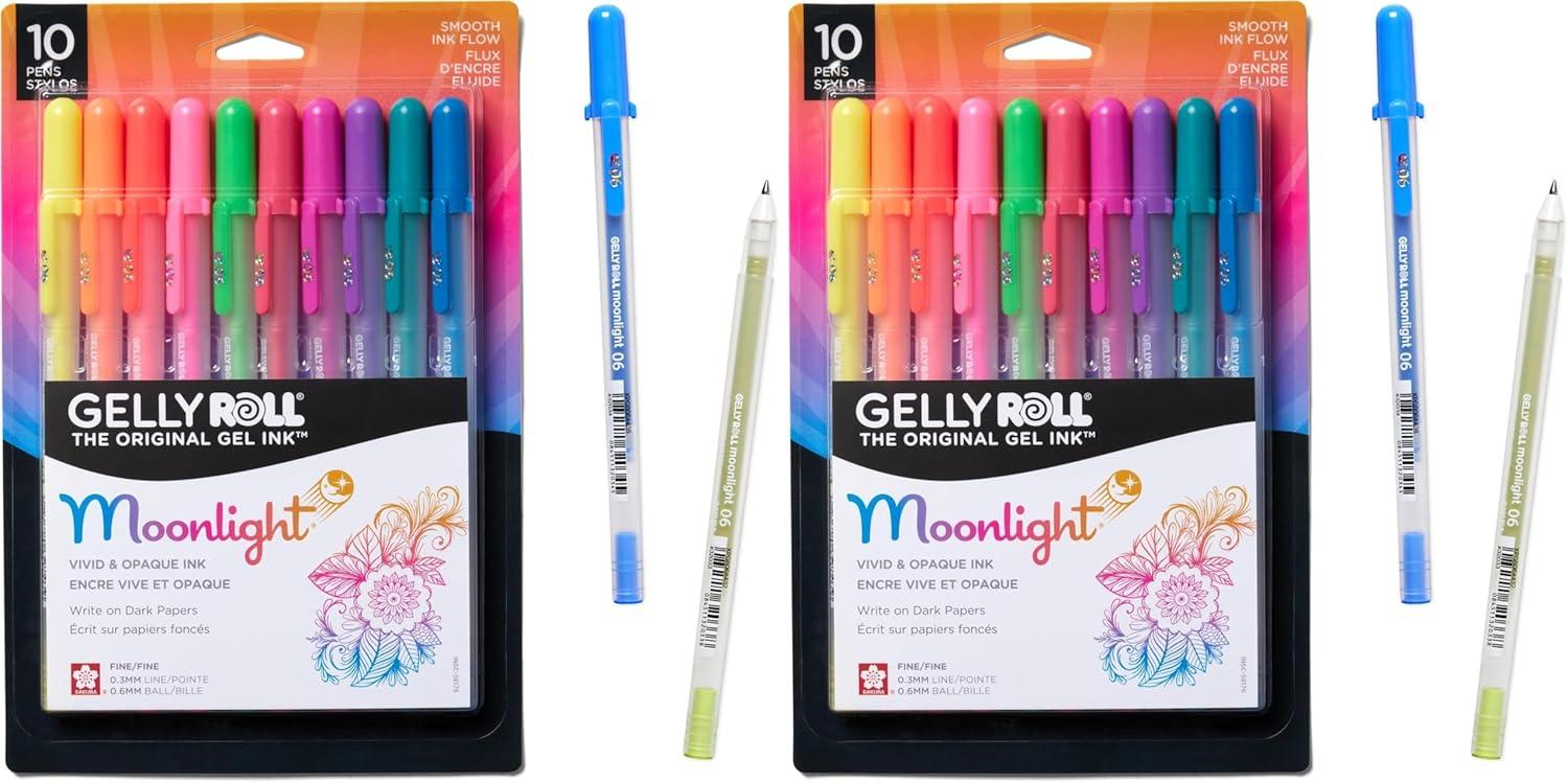 image:imageSAKURA Gelly Roll Moonlight 25 Pack 06 Fine point Bright Opaque Ink Gel Pens Creamy Smooth Ink Writes on Dark PaperBright