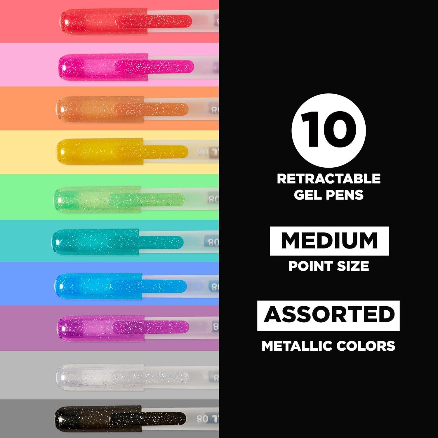 image:imageSAKURA Gelly Roll Retractable Gel Pens Colored Sparkle Set Medium Point Ink Pen for Journaling Art Calligraphy or Drawing Glitter Metallic Blue amp Black Ink 10 Pack1 Count Pack of 10
