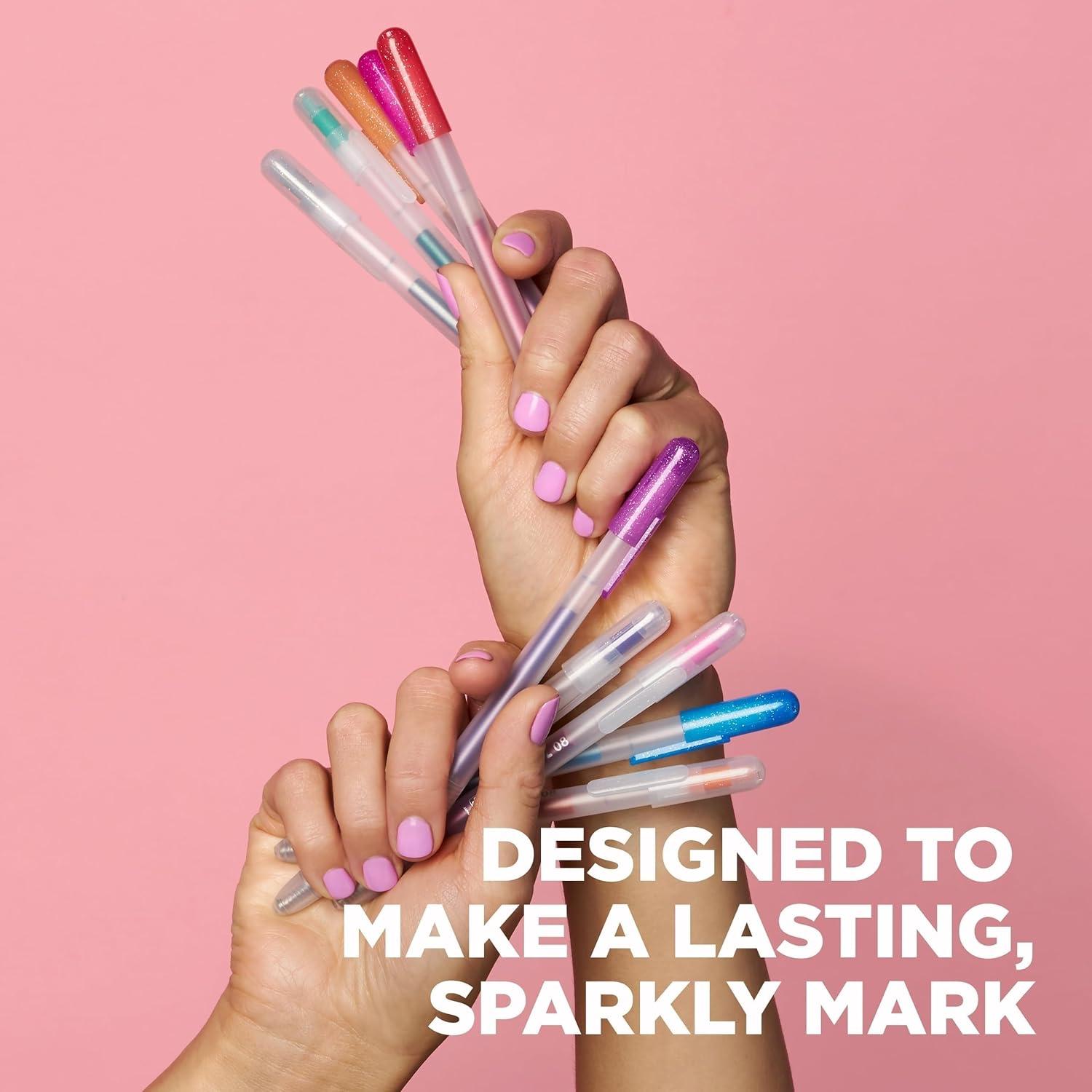 image:imageSAKURA Gelly Roll Retractable Gel Pens Colored Sparkle Set Medium Point Ink Pen for Journaling Art Calligraphy or Drawing Glitter Metallic Blue amp Black Ink 10 Pack1 Count Pack of 10