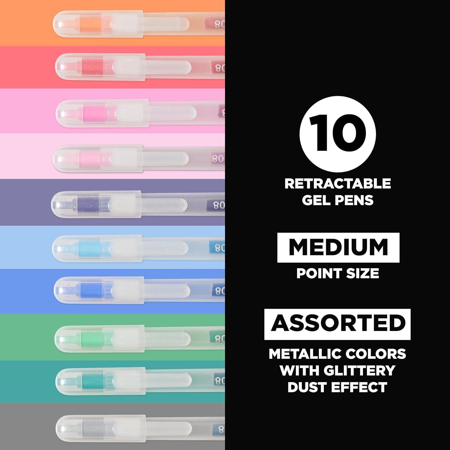 image:imageSAKURA Gelly Roll Retractable Gel Pens Colored Sparkle Set Medium Point Ink Pen for Journaling Art Calligraphy or Drawing Glitter Metallic Blue amp Black Ink 10 Pack1 Count Pack of 10