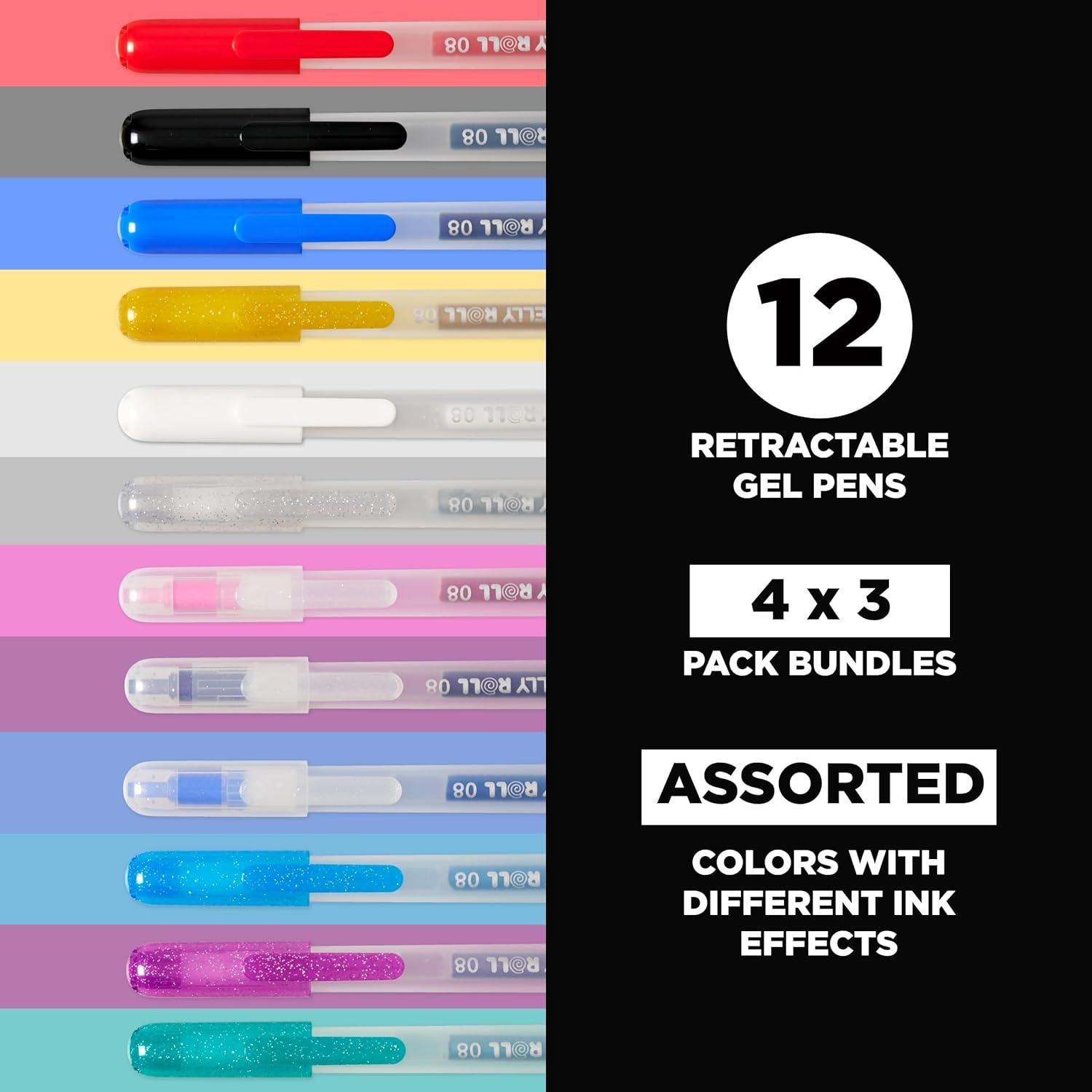 image:imageSAKURA Gelly Roll Retractable Gel Pens Colored Sparkle Set Medium Point Ink Pen for Journaling Art Calligraphy or Drawing Glitter Metallic Blue amp Black Ink 10 Pack1 Count Pack of 12