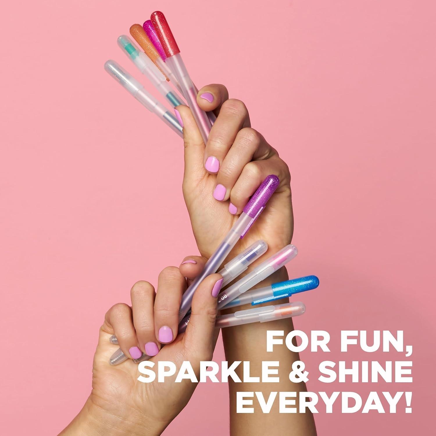 image:imageSAKURA Gelly Roll Retractable Gel Pens Colored Sparkle Set Medium Point Ink Pen for Journaling Art Calligraphy or Drawing Glitter Metallic Blue amp Black Ink 10 Pack1 Count Pack of 12