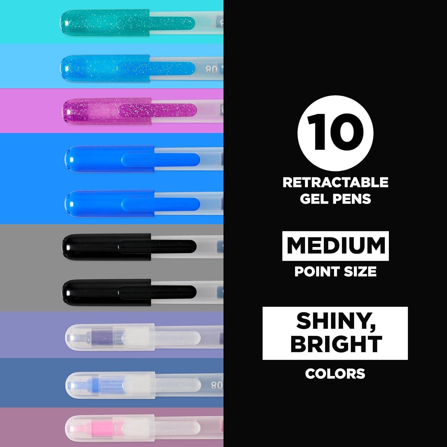 image:imageSAKURA Gelly Roll Retractable Gel Pens Colored Sparkle Set Medium Point Ink Pen for Journaling Art Calligraphy or Drawing Glitter Metallic Blue amp Black Ink 10 Pack1 Count Pack of 10