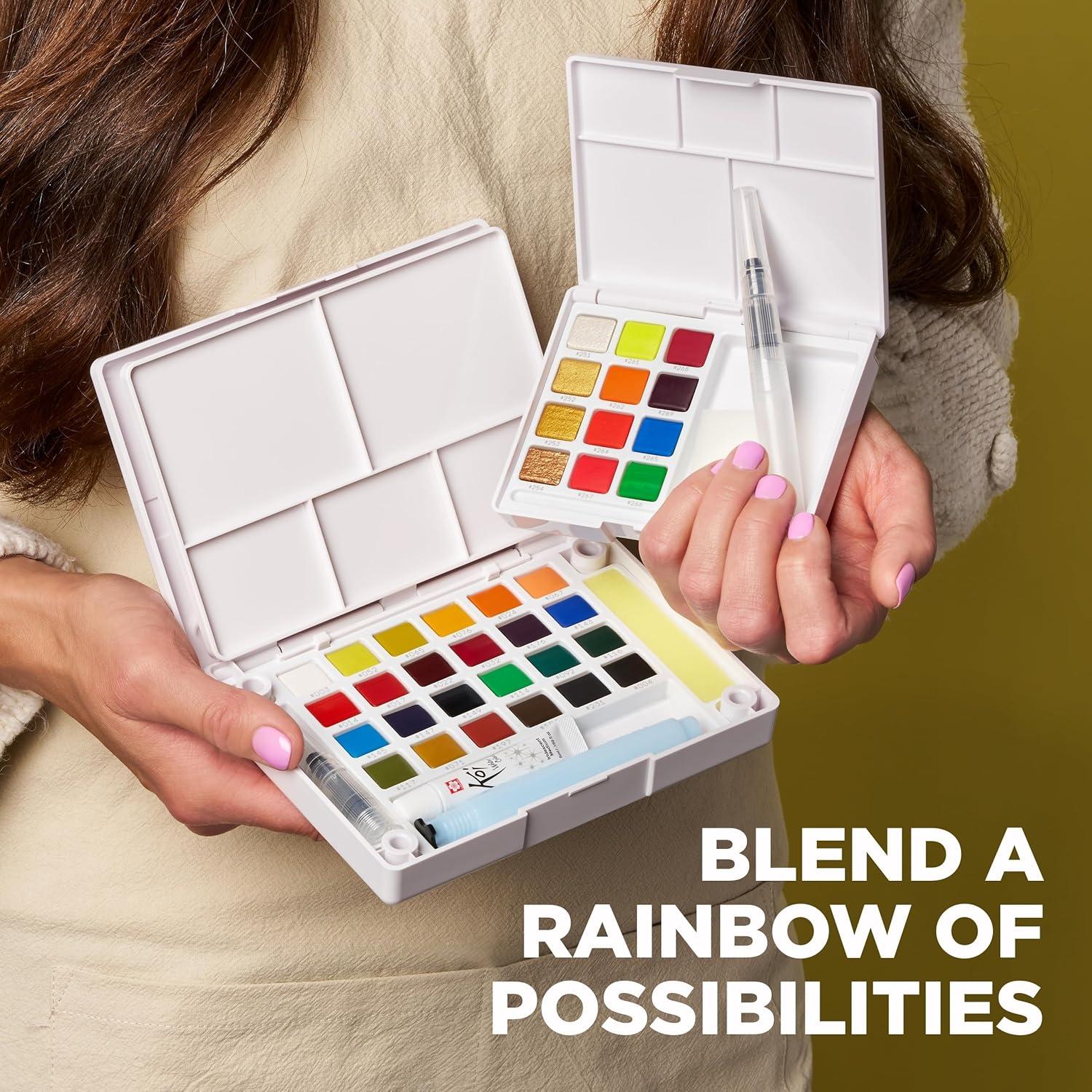 image:imageSAKURA Koi Field 30 Assorted Watercolors with Water Brush Sketch Set XNCW30N72 Colors