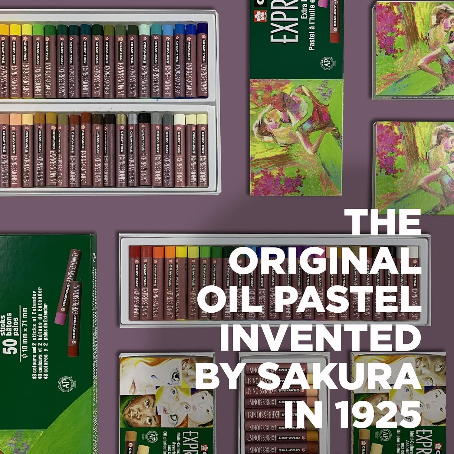 image:imageSAKURA Oil Pastels CrayPas Expressionist 50 Sticks Set amp MultiCultural 12 Colors Soft Oil Pastels for Artists Premium Quality