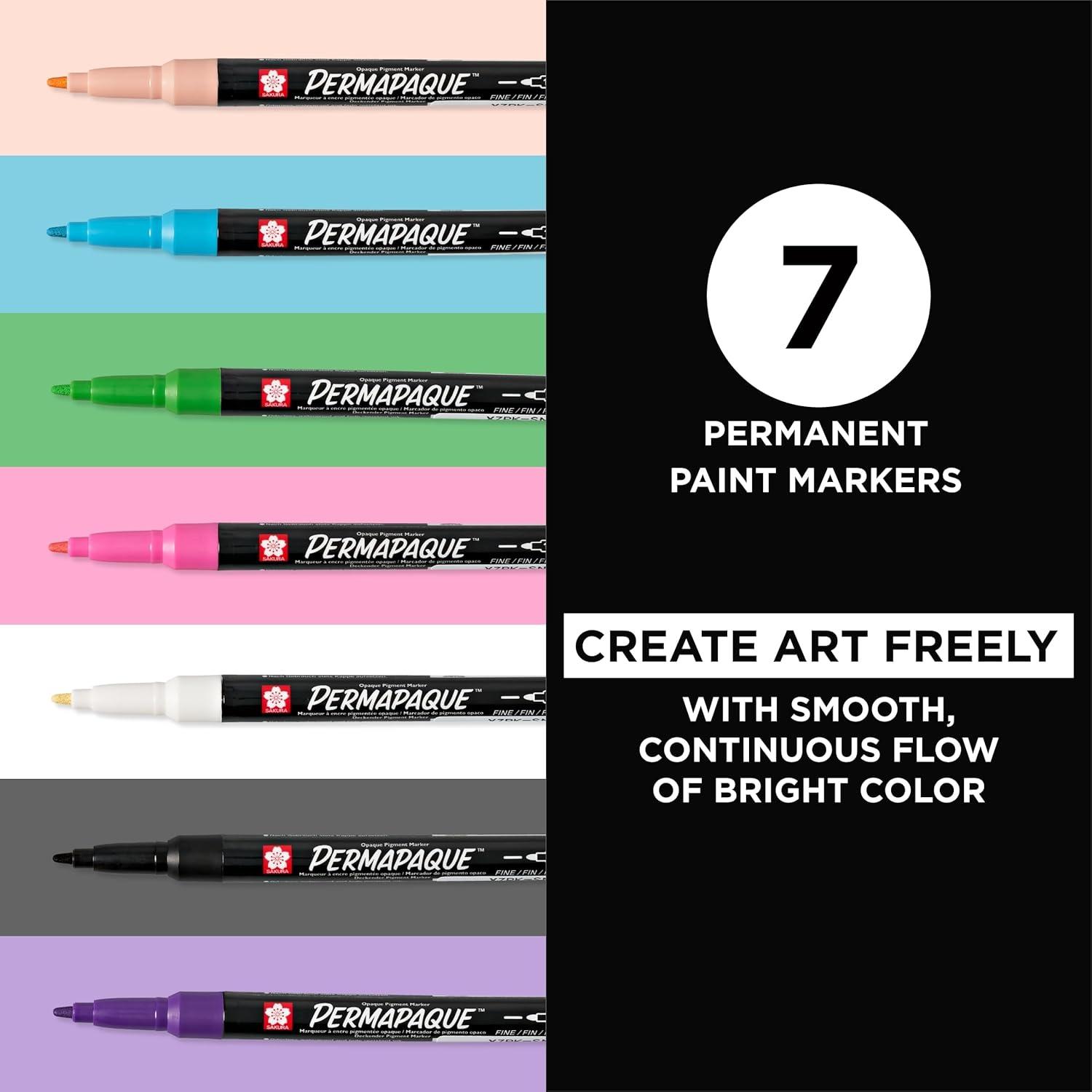 image:imageSAKURA Permapaque Fine Point Markers Bright 7 PK 58319Bright