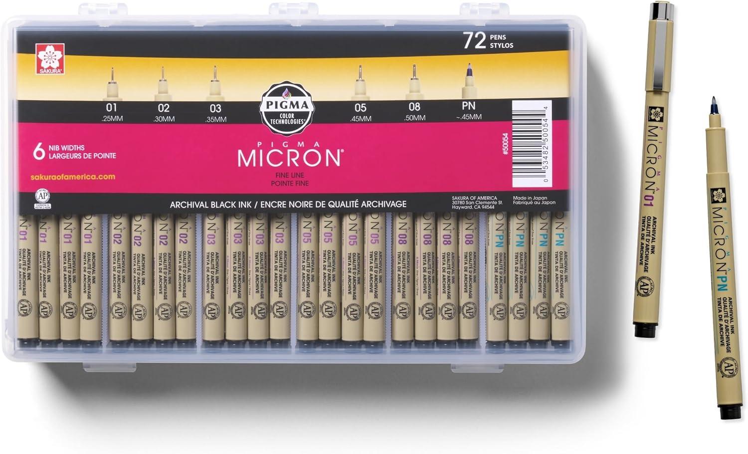 image:imageSAKURA Pigma Micron Black Ink Multitip Set 72 Pen CountBlack