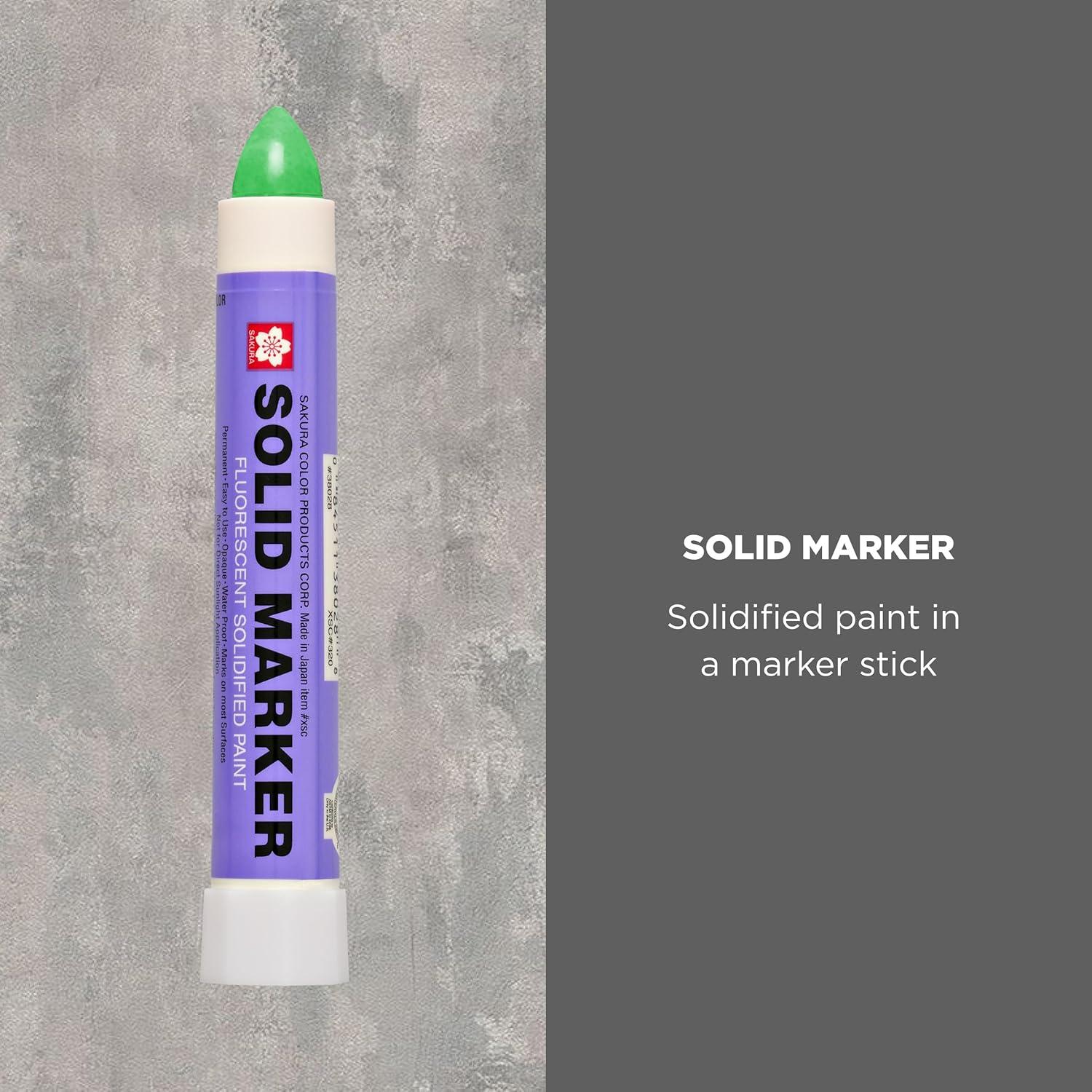 image:imageSAKURA Solid Marker MessFree Paint Marker for Indoor amp Outdoor Applications MultiSurface Low Odor No Drip amp NonToxic Quick Drying in 510 Minutes 13mm Tip Fluorescent Green 3 Count
