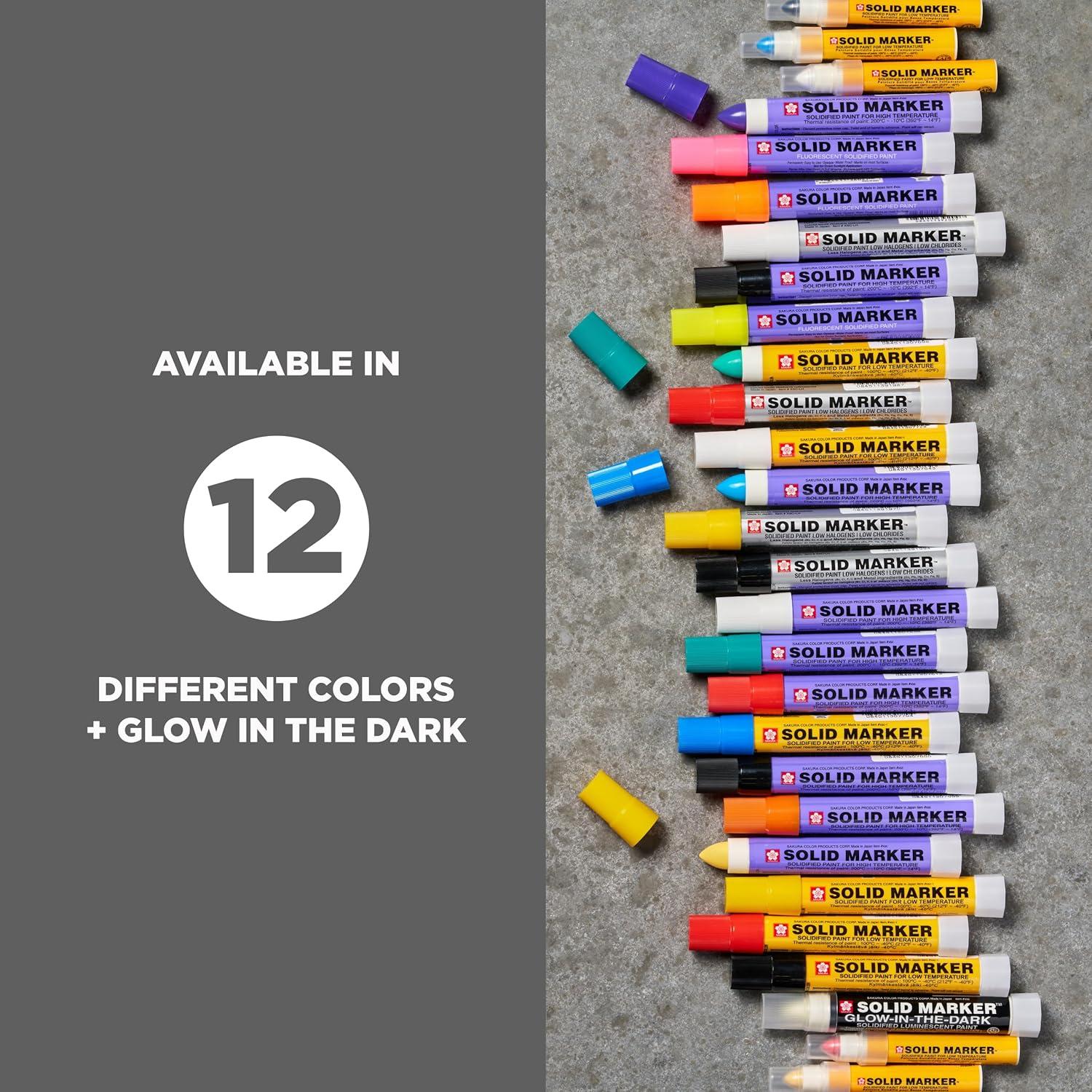 image:imageSAKURA Solid Marker MessFree Paint Marker for Indoor amp Outdoor Applications MultiSurface Low Odor No Drip amp NonToxic Quick Drying in 510 Minutes 13mm Tip Fluorescent Green 3 Count