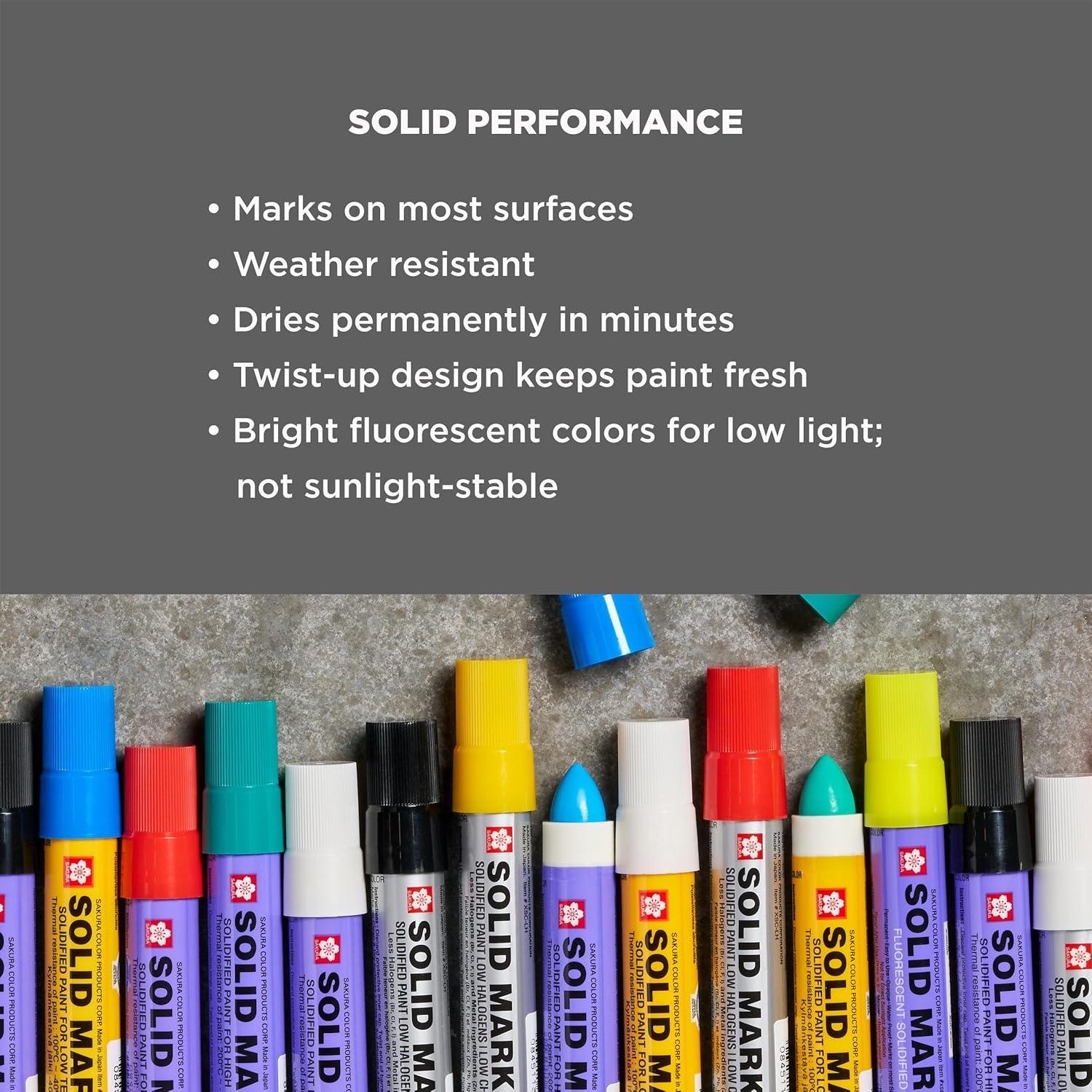 image:imageSAKURA Solid Marker MessFree Paint Marker for Indoor amp Outdoor Applications MultiSurface Low Odor No Drip amp NonToxic Quick Drying in 510 Minutes 13mm Tip Fluorescent Green 3 Count