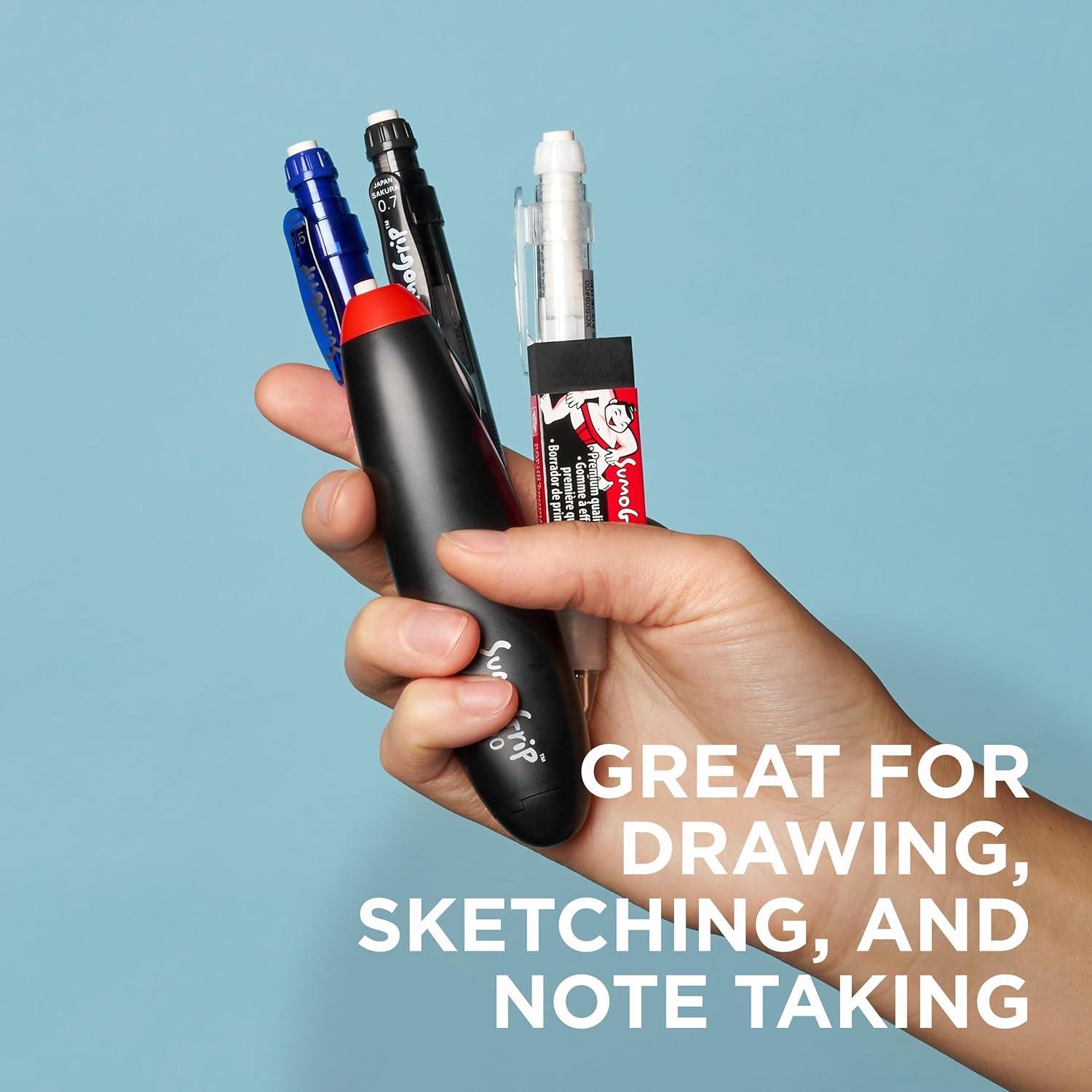image:imageSAKURA SumoGrip Pencil with Comfort Grip 09 mm Ergonomic Mechanical Pencil Clear 3 PackClear