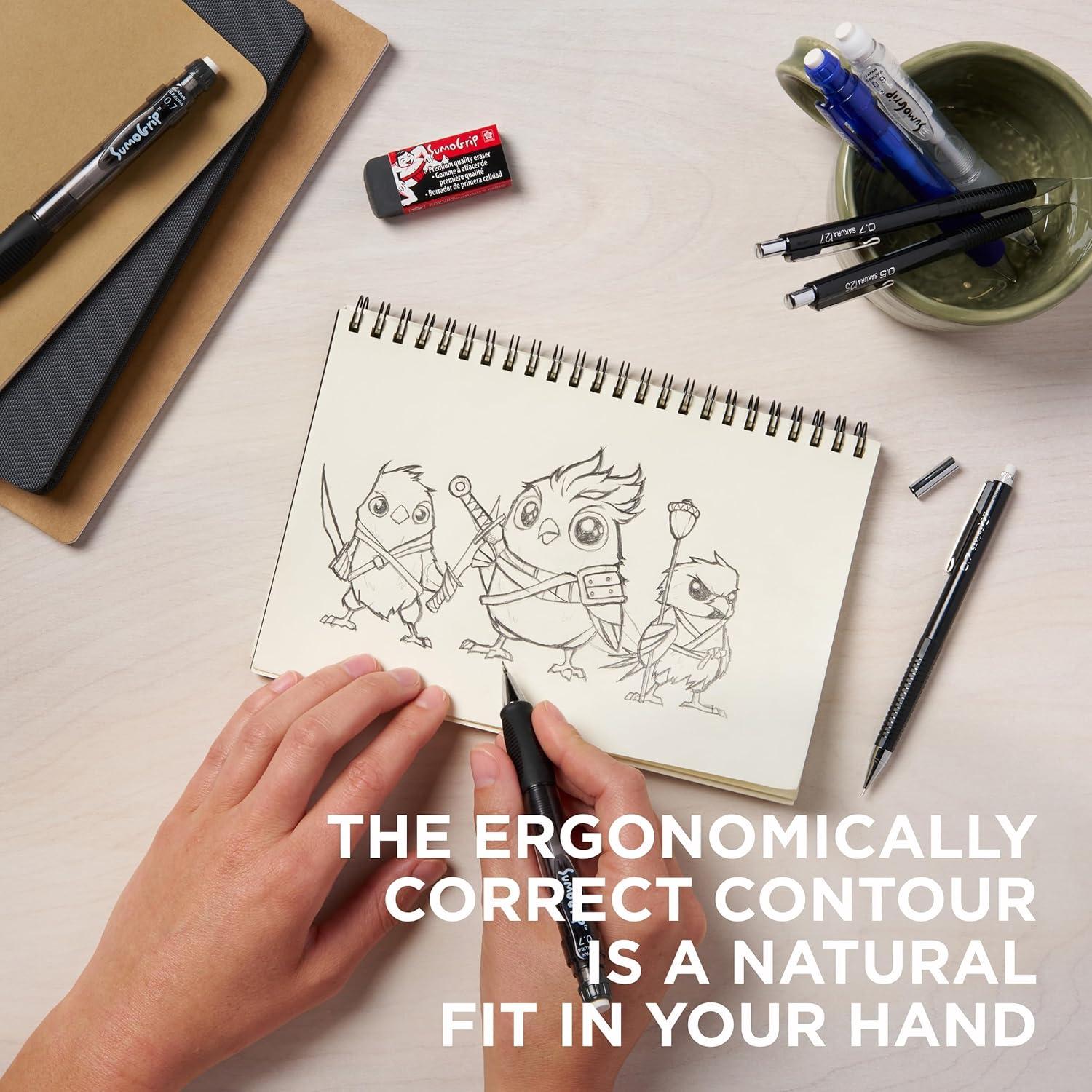 image:imageSAKURA SumoGrip Pencil with Comfort Grip 09 mm Ergonomic Mechanical Pencil Clear 3 PackClear
