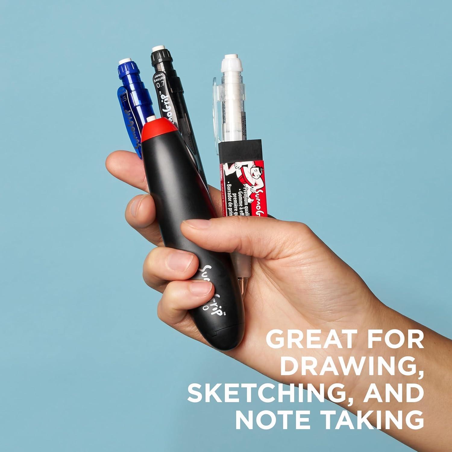 image:imageSAKURA SumoGrip Pencil with Comfort Grip 09 mm Ergonomic Mechanical Pencil Clear 3 PackGrey