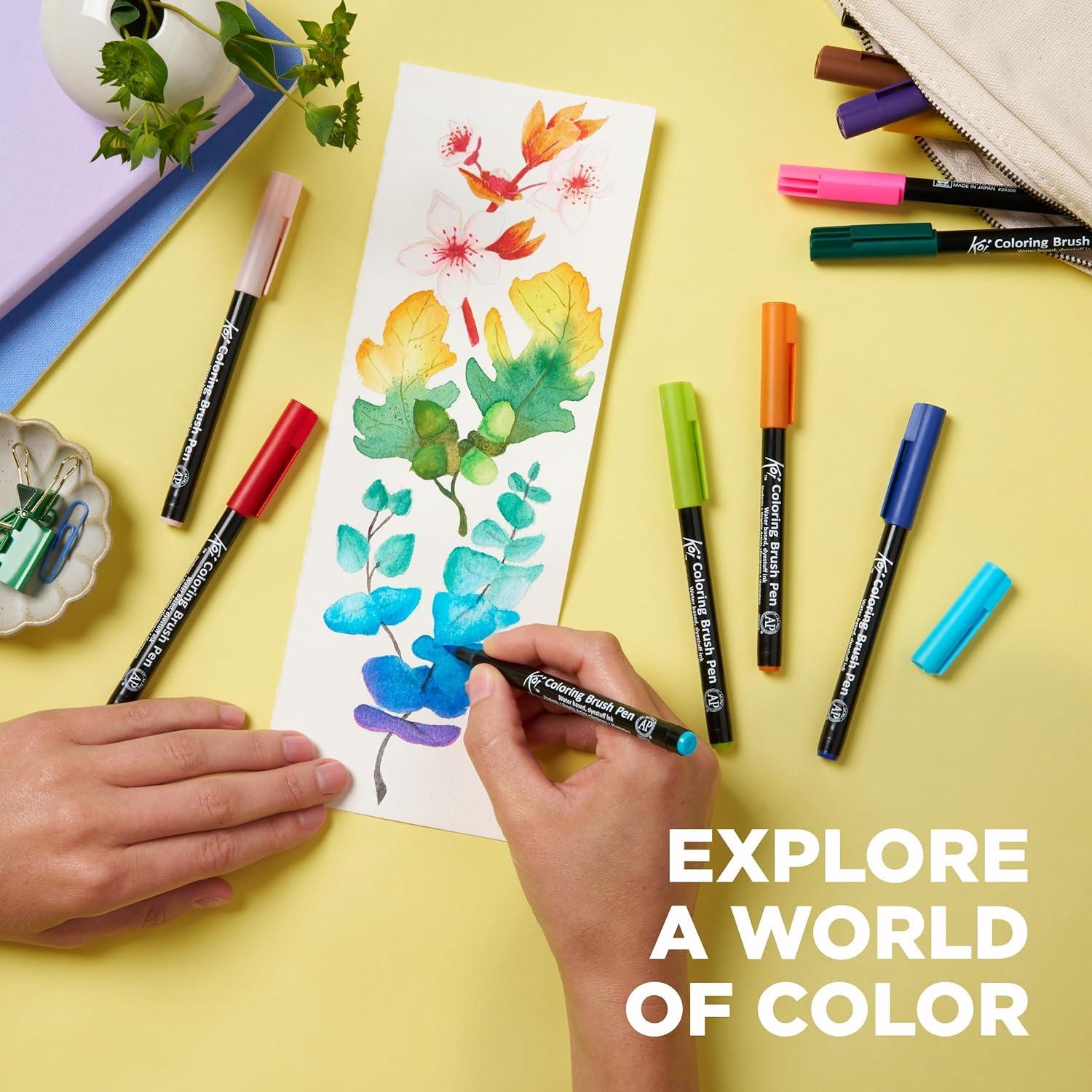 image:imageSAKURA XBR24SA 24Piece Koi Assorted Coloring Brush Pen Set24 Color Set
