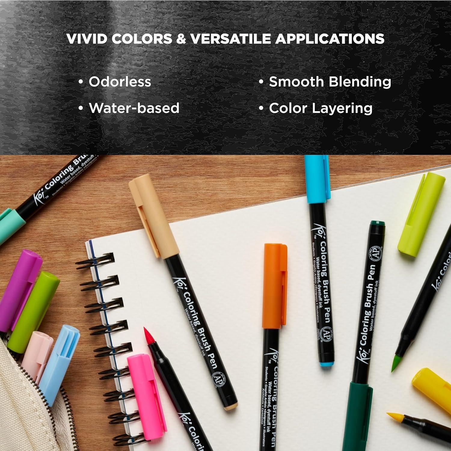 image:imageSAKURA XBR24SA 24Piece Koi Assorted Coloring Brush Pen Set24 Color Set