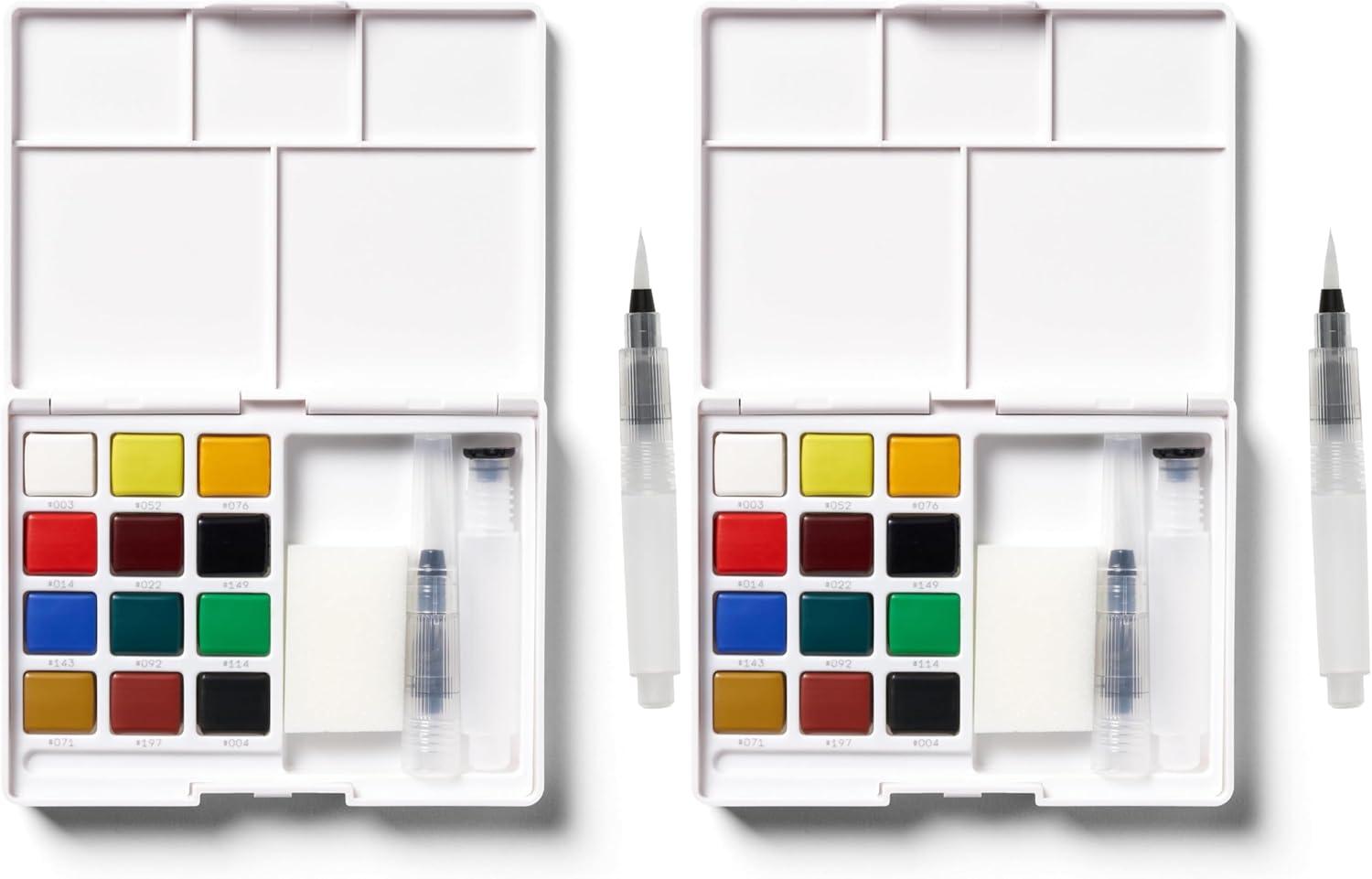 image:imageSAKURA XCNW12H XNCW12H 12 Assorted Watercolors Field Sketch Set with BrushMulticolor