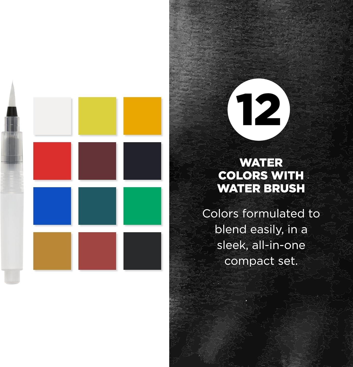 image:imageSAKURA XCNW12H XNCW12H 12 Assorted Watercolors Field Sketch Set with BrushMulticolor