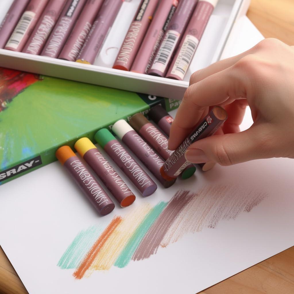 image:imageSAKURA XLP12 12Piece CrayPas Expressionist Assorted Color Oil Pastel Set Multicolor 12 Color Set
