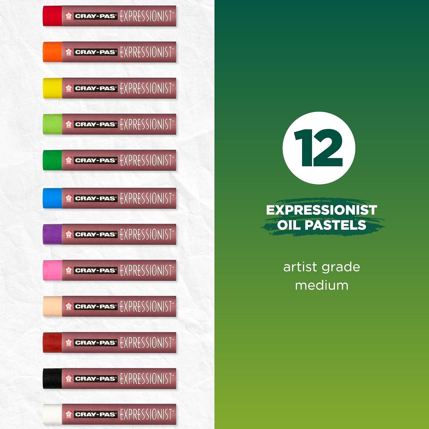 image:imageSAKURA XLP12 12Piece CrayPas Expressionist Assorted Color Oil Pastel Set Multicolor 12 Color Set