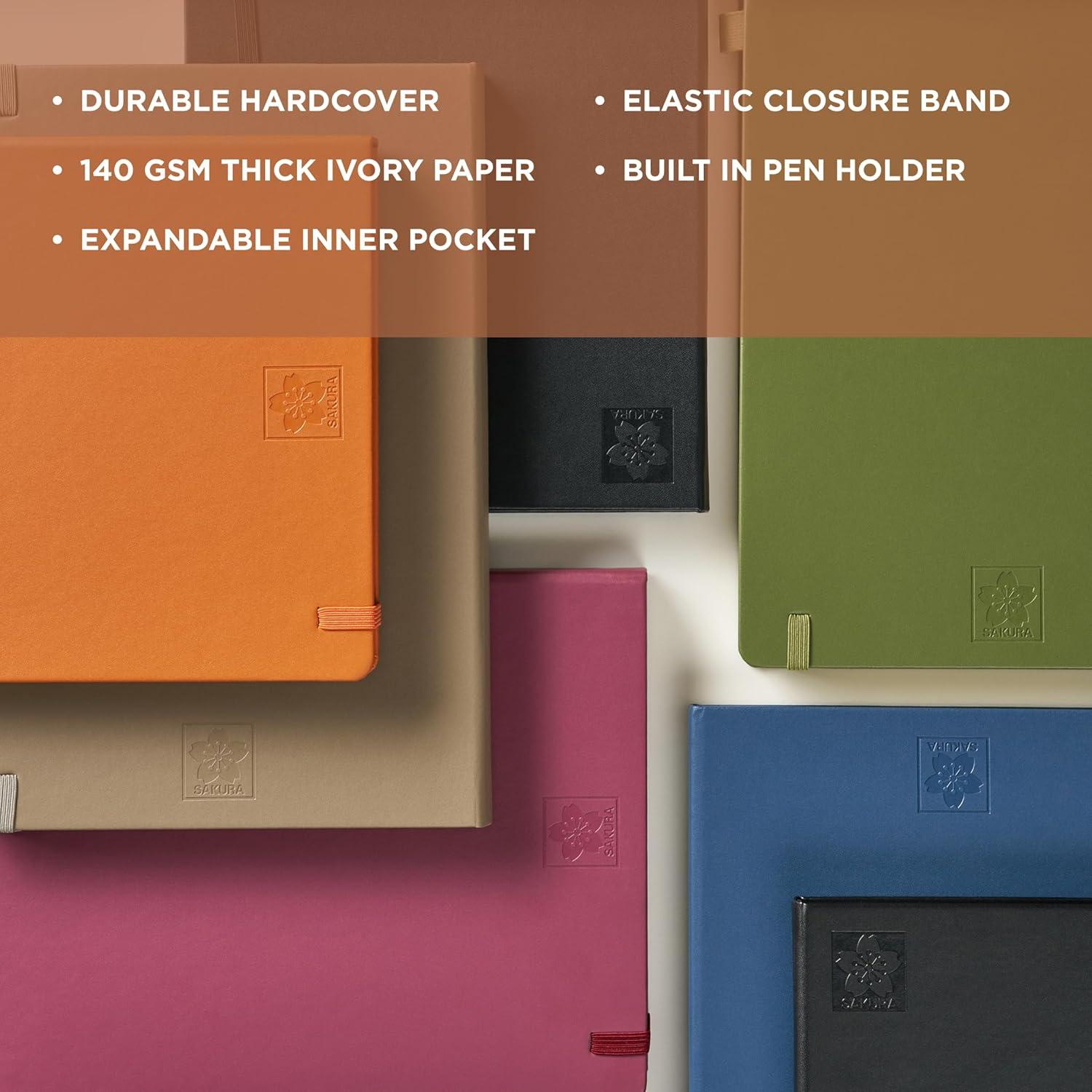 image:imageSakura Notebook Ruled Pocket JapaneseInspired Lined Notebook for Effortless Writing 140 GSM Paper Builtin Pen Holder 35 x 55 Pine Needle Deep Indigo amp Mulberry 3 CountPine Needle Deep Indigo Mulberry