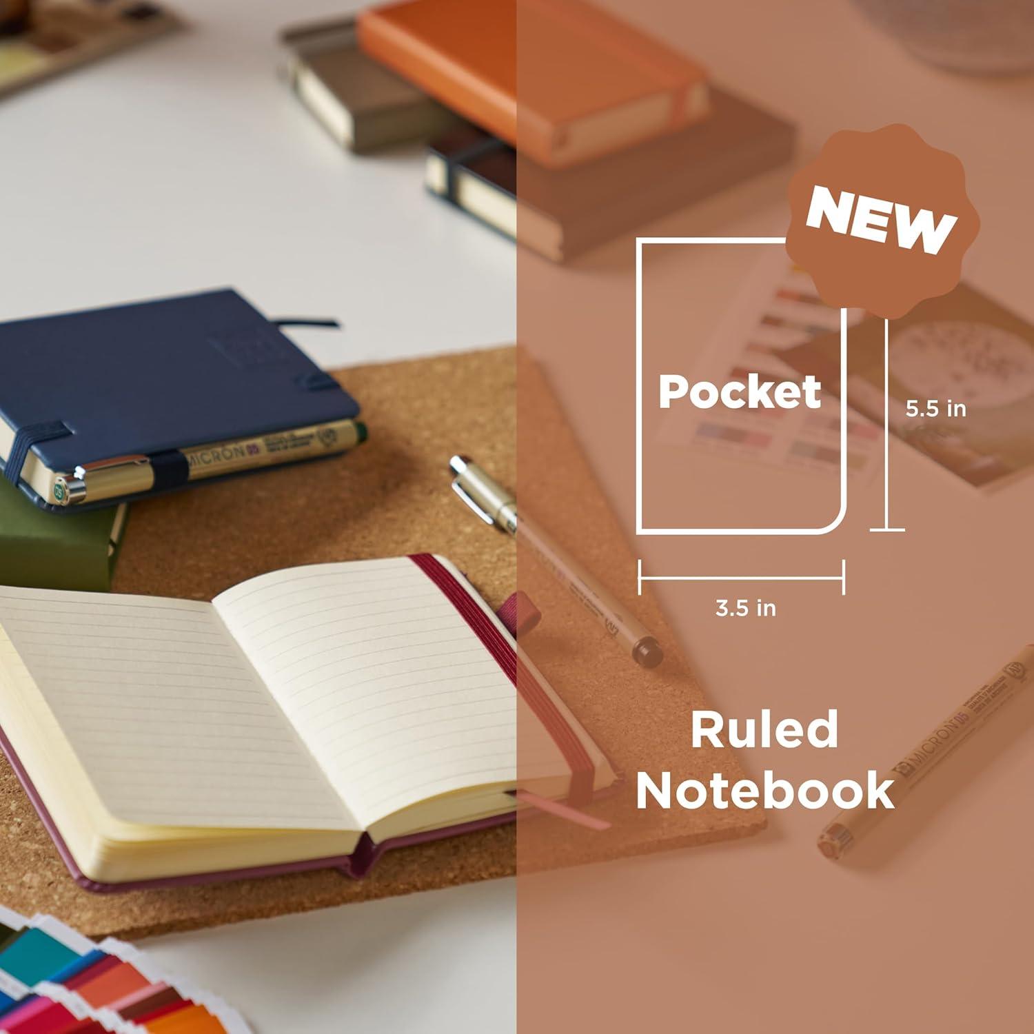 image:imageSakura Notebook Ruled Pocket JapaneseInspired Lined Notebook for Effortless Writing 140 GSM Paper Builtin Pen Holder 35 x 55 Pine Needle Deep Indigo amp Mulberry 3 CountPine Needle Deep Indigo Mulberry