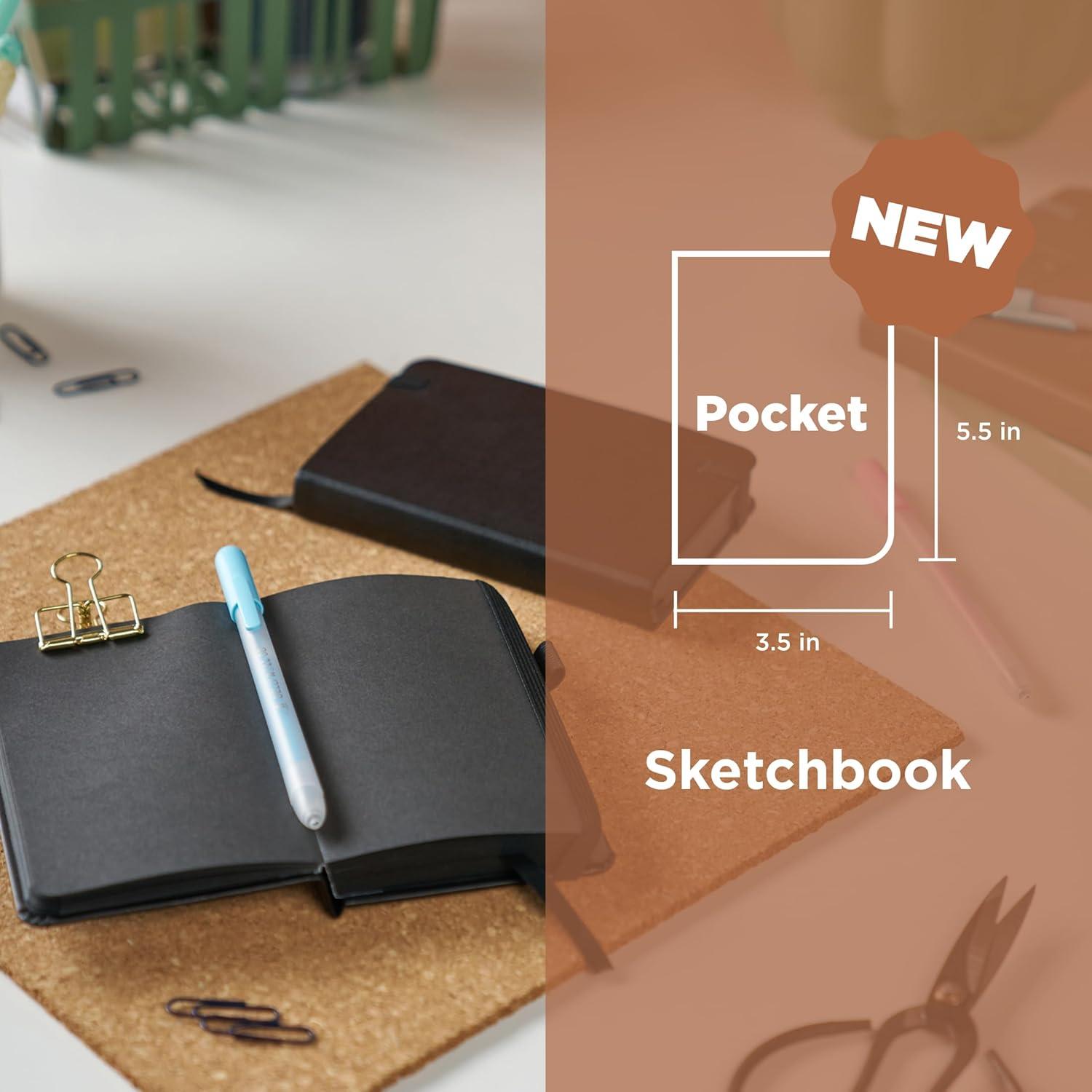 image:imageSakura Sketchbook Pocket Drawing Sketchbook for Visual Journaling Sketching amp Illustration 140 GSM Paper Hardcover Hardcover 160 Pages 35 x 55 Black 2 Count