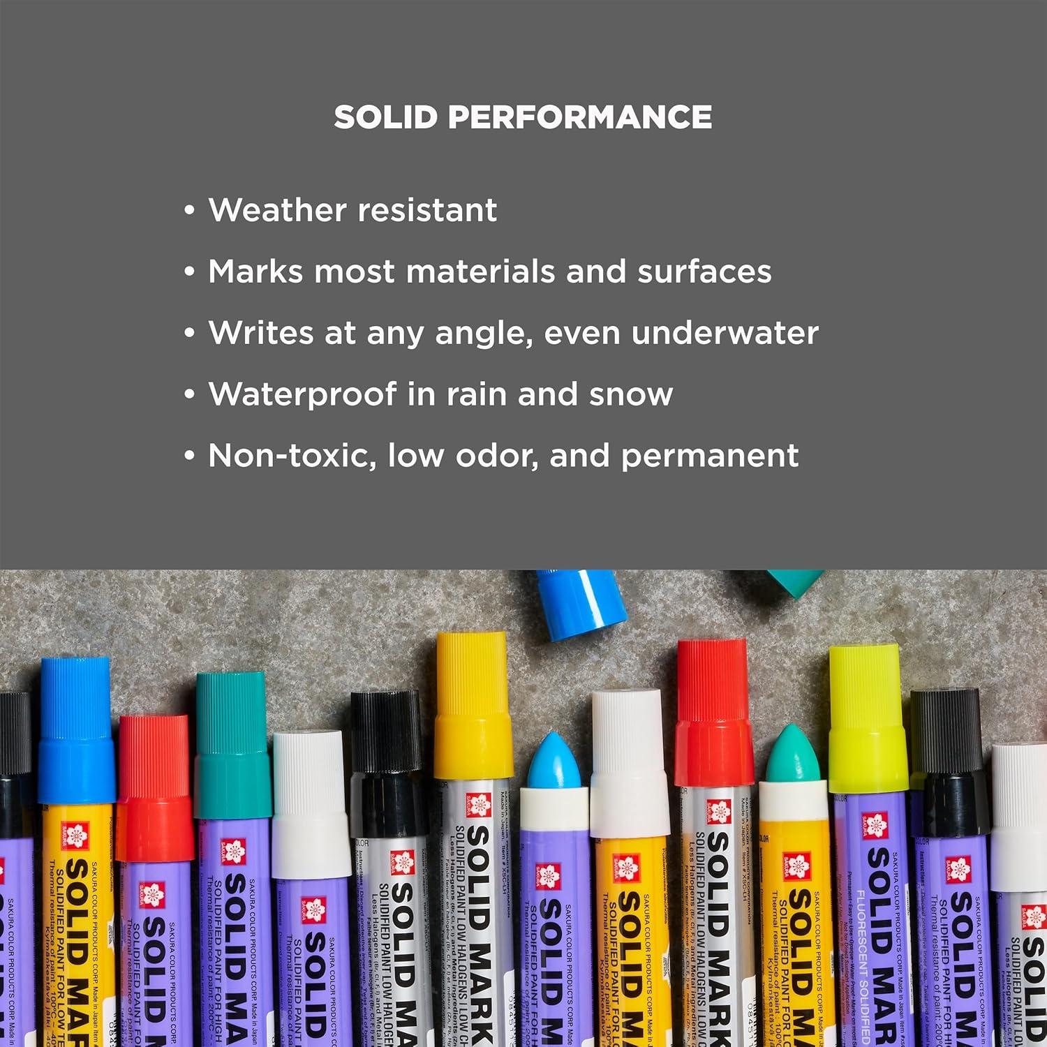 image:imageSakura Solid Paint Markers  12 Permanent Marker Paint Pens  Window Wood amp Glass Marker  Assorted Colors  6 White amp 6 Yellow  12 Pack