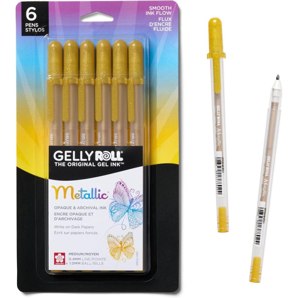 image:imageSAKURA Gelly Roll Metallic Gel Pens 6 Piece Gold 6 PackMetallic Gold