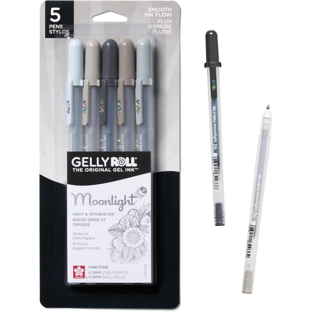 image:imageSAKURA Gelly Roll Moonlight 25 Pack 06 Fine point Bright Opaque Ink Gel Pens Creamy Smooth Ink Writes on Dark PaperGray