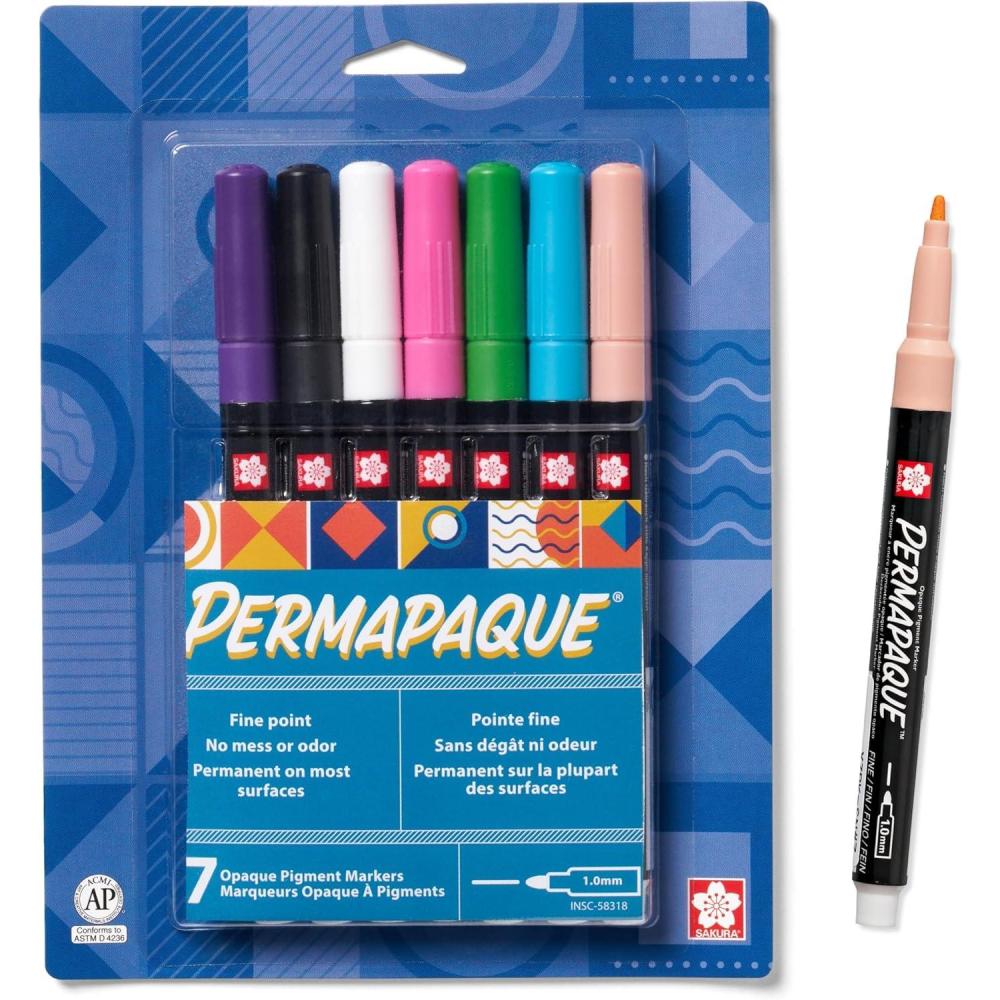 image:imageSAKURA Permapaque Fine Point Markers Bright 7 PK 58319Bright