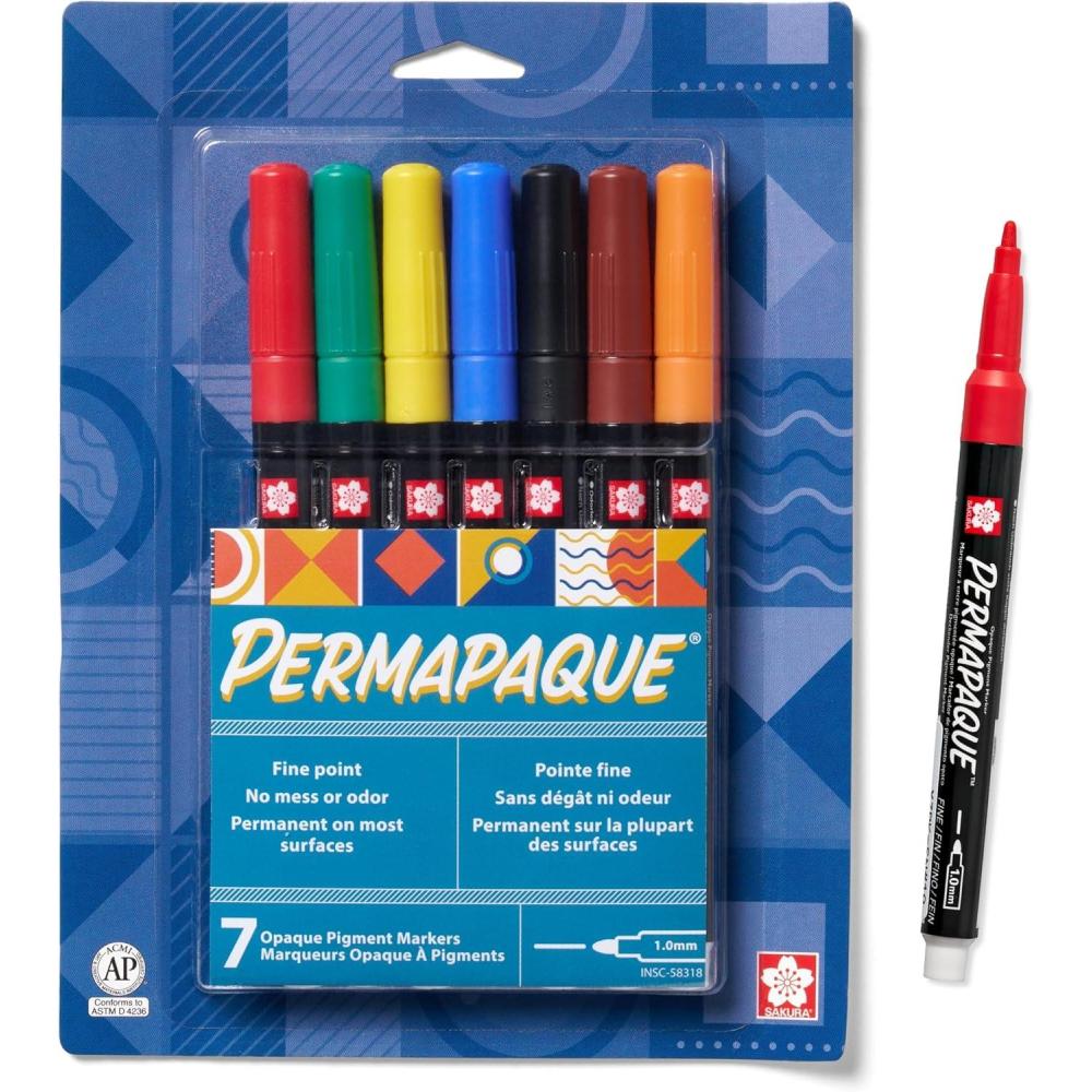 image:imageSAKURA Permapaque Fine Point Markers Bright 7 PK 58319Primary