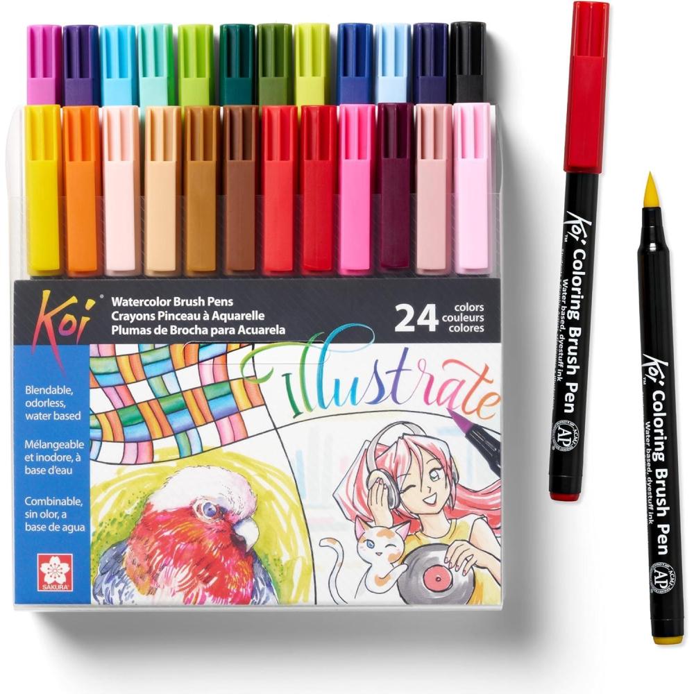 image:imageSAKURA XBR24SA 24Piece Koi Assorted Coloring Brush Pen Set24 Color Set