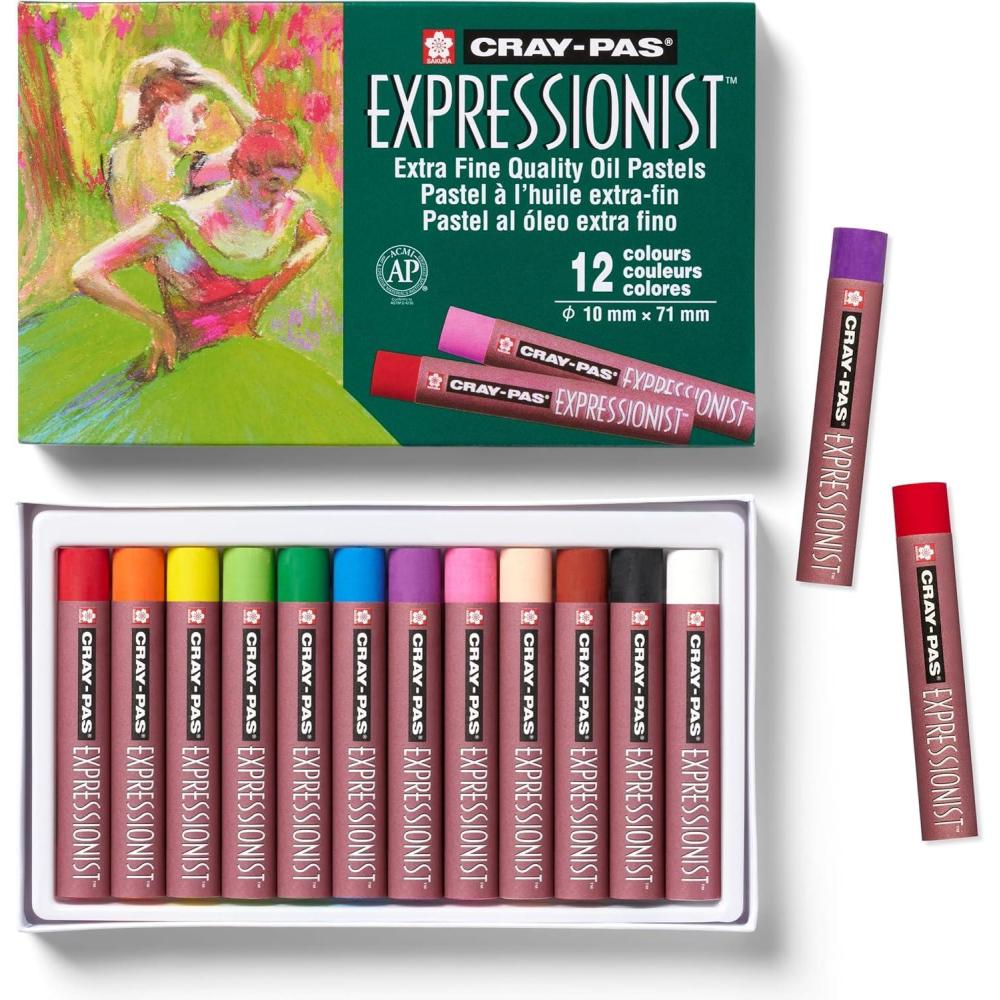 image:imageSAKURA XLP12 12Piece CrayPas Expressionist Assorted Color Oil Pastel Set Multicolor 12 Color Set