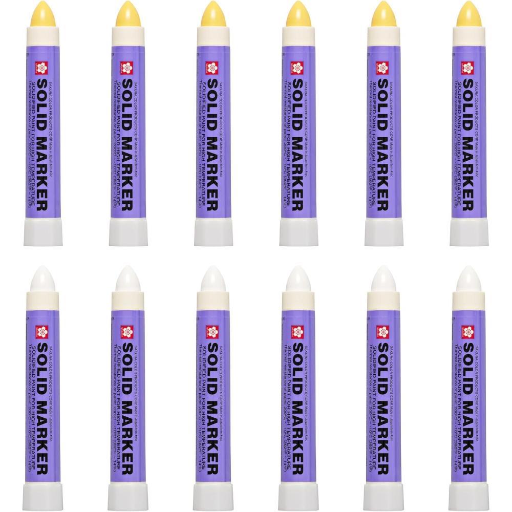 image:imageSakura Solid Paint Markers  12 Permanent Marker Paint Pens  Window Wood amp Glass Marker  Assorted Colors  6 White amp 6 Yellow  12 Pack