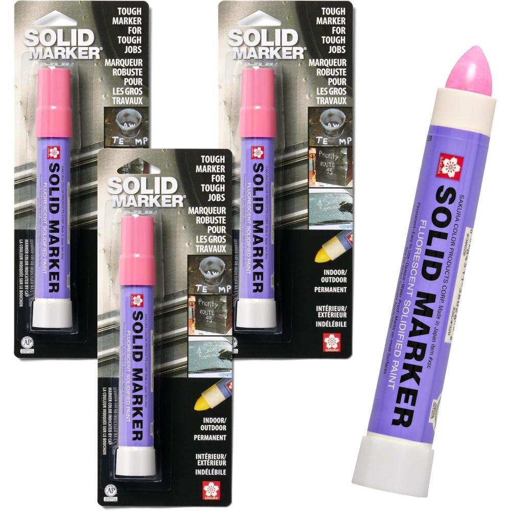 image:imageSakura Solid Paint Markers Permanent Marker Pens Window Wood amp Glass Marker Yellow Paint 3 PackFluorescent Pink