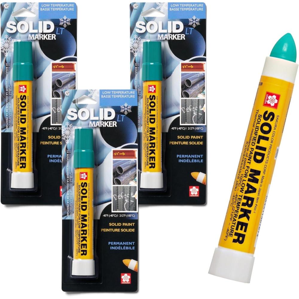 image:imageSakura Solid Paint Markers Permanent Marker Pens Window Wood amp Glass Marker Yellow Paint 3 PackGreen