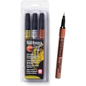 image:imageSAKURA 42191 3Piece Extra Fine Pentouch Paint Marker 07mm Gold Silver and Copper1 Count Pack of 3