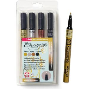 image:imageSAKURA 47391 4Piece Fine Pentouch Calligrapher Paint Marker 18mm Gold Silver Copper and Black1 Count Pack of 4